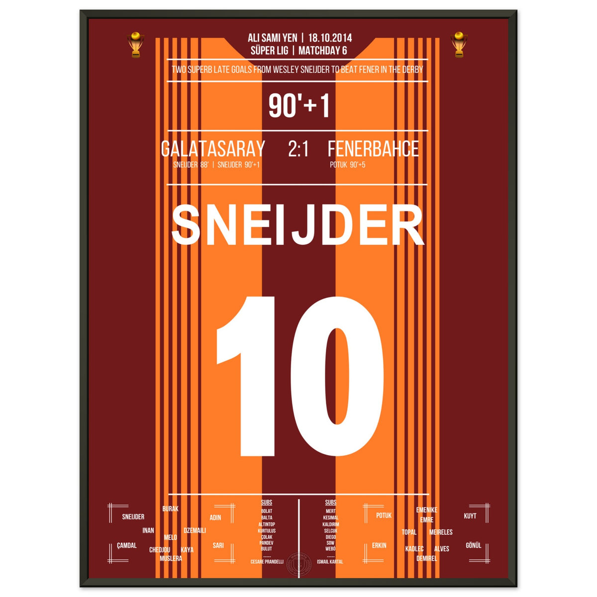 Sneijder entscheidet das Derby gegen Fener mit zwei Traumtoren in 2014