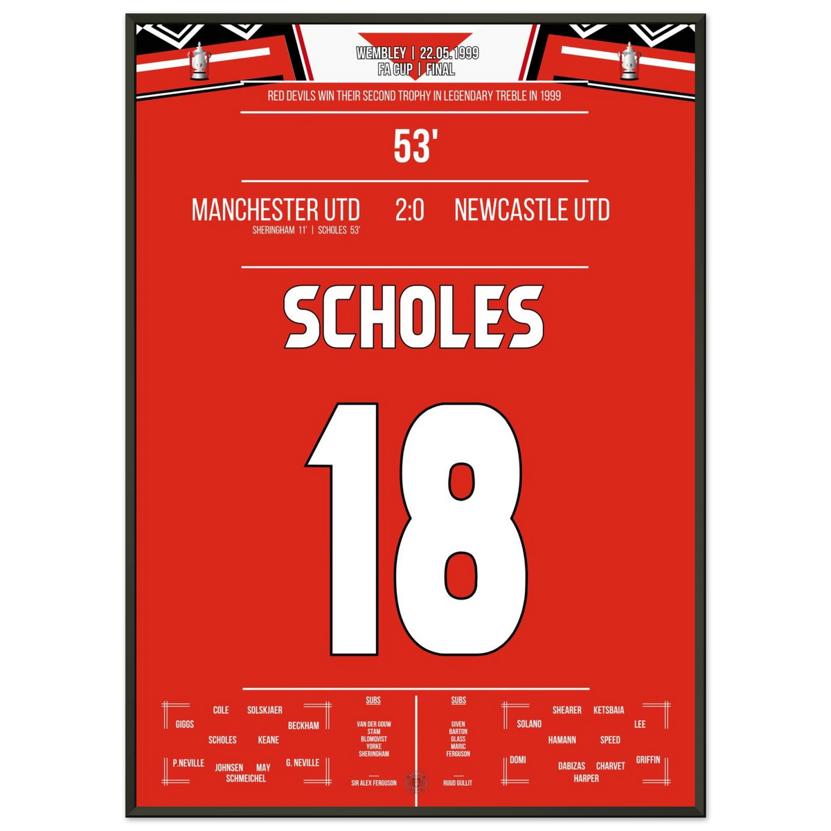 Scholes trifft bei United's Pokaltriumph in Wembley in der Treble-Saison
