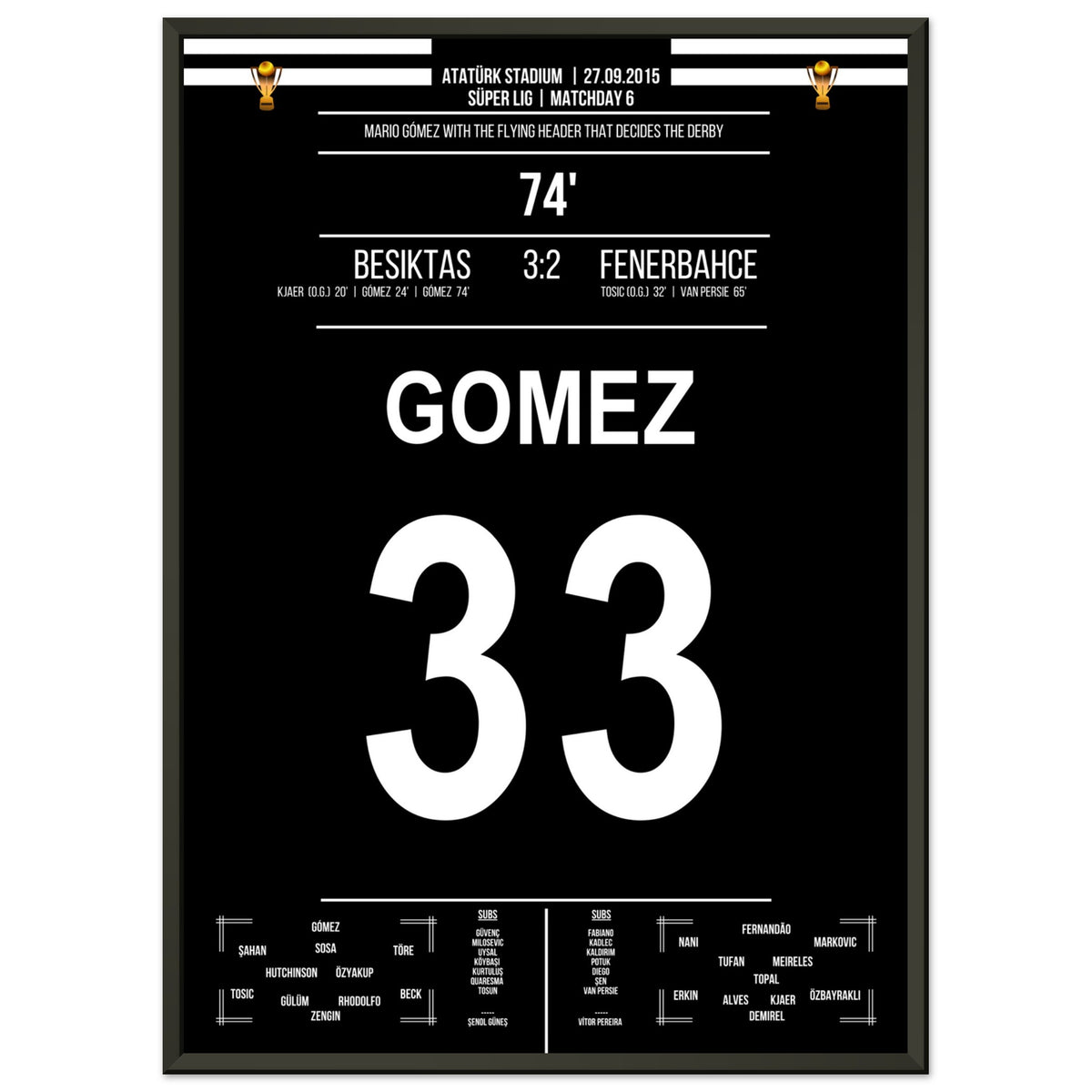 Mario Gomez Flugkopfball beim Derbysieg gegen Fenerbahce 2015