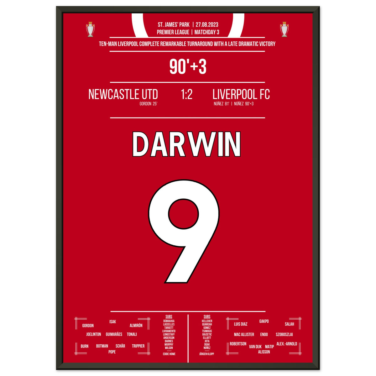 Darwin Nunez' später Doppelpack zum Sieg bei Newcastle 2023