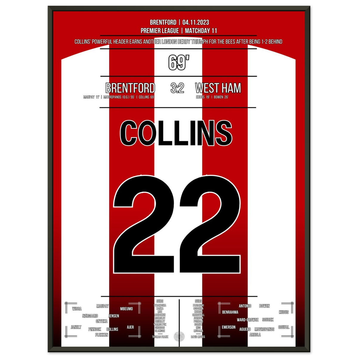 Collins trifft zum Derby-Sieg für die Bees gegen West Ham