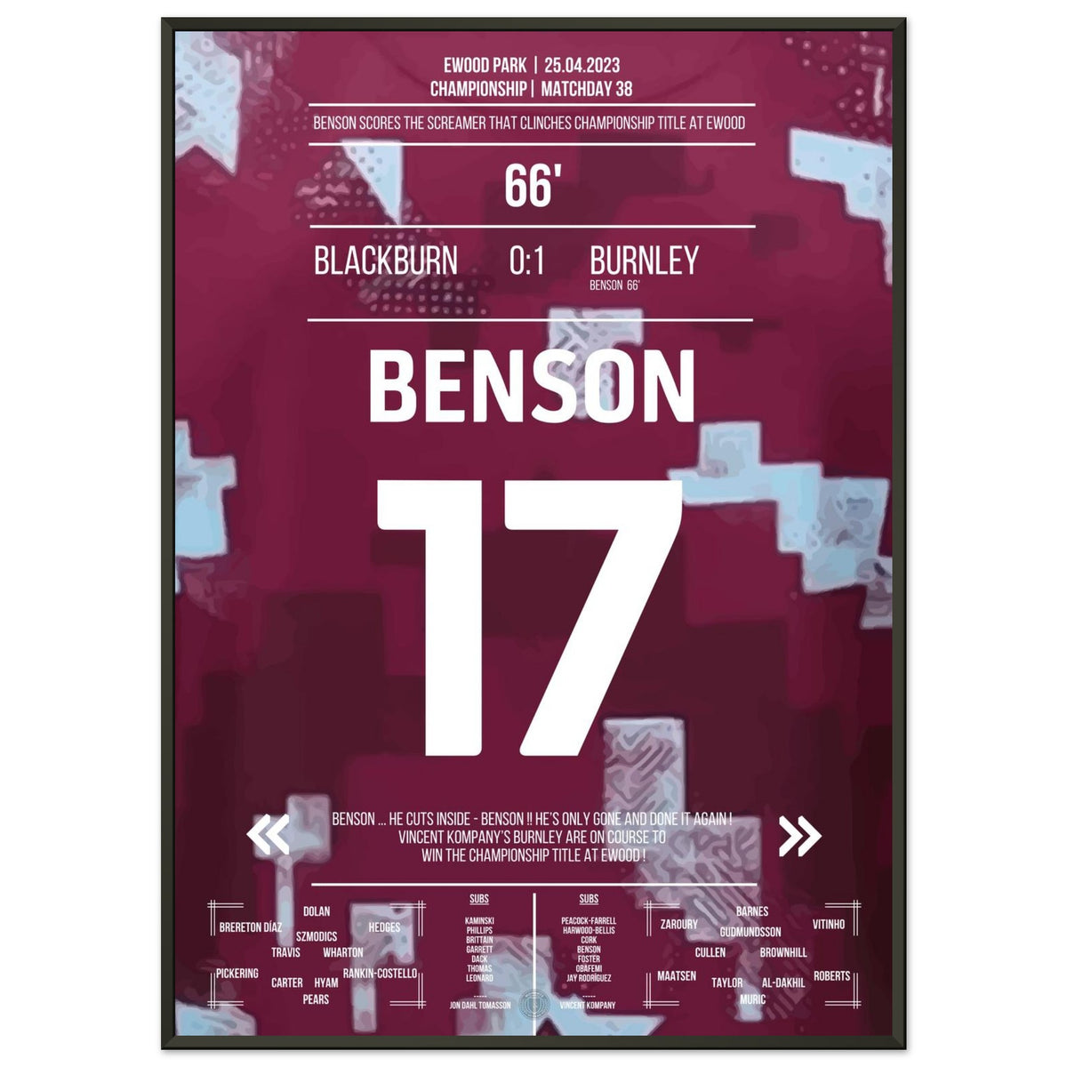 Benson's Traumtor zum Championship-Titel für Burnley im Ewood Park