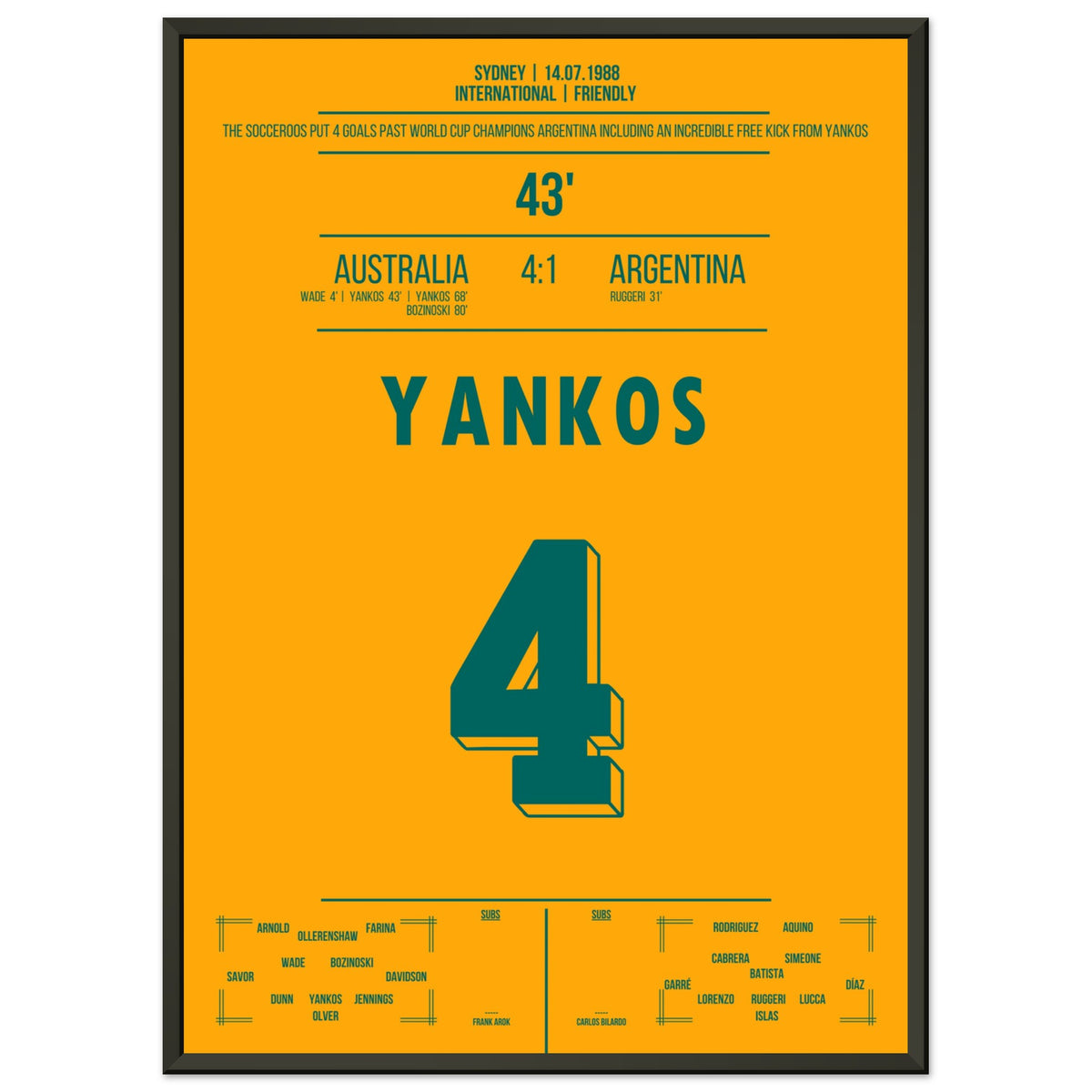 Yankos incredible free kick goal against Argentina 1988