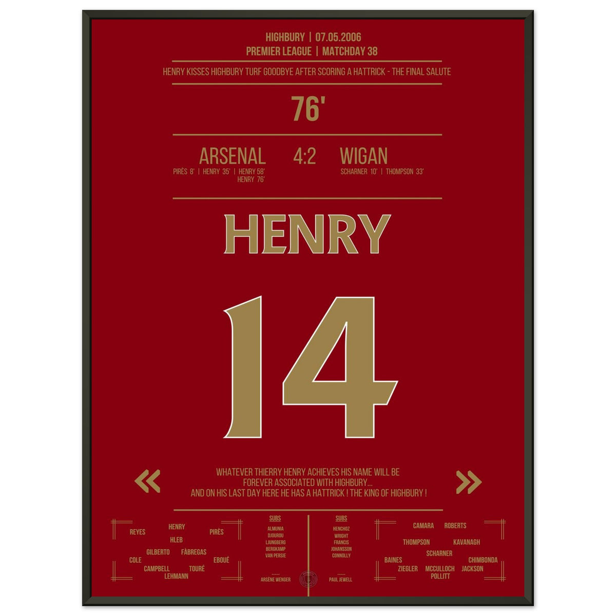 Thierry Henry Hattrick Last Game At Highbury Arsenal - Wigan - The Final Salute