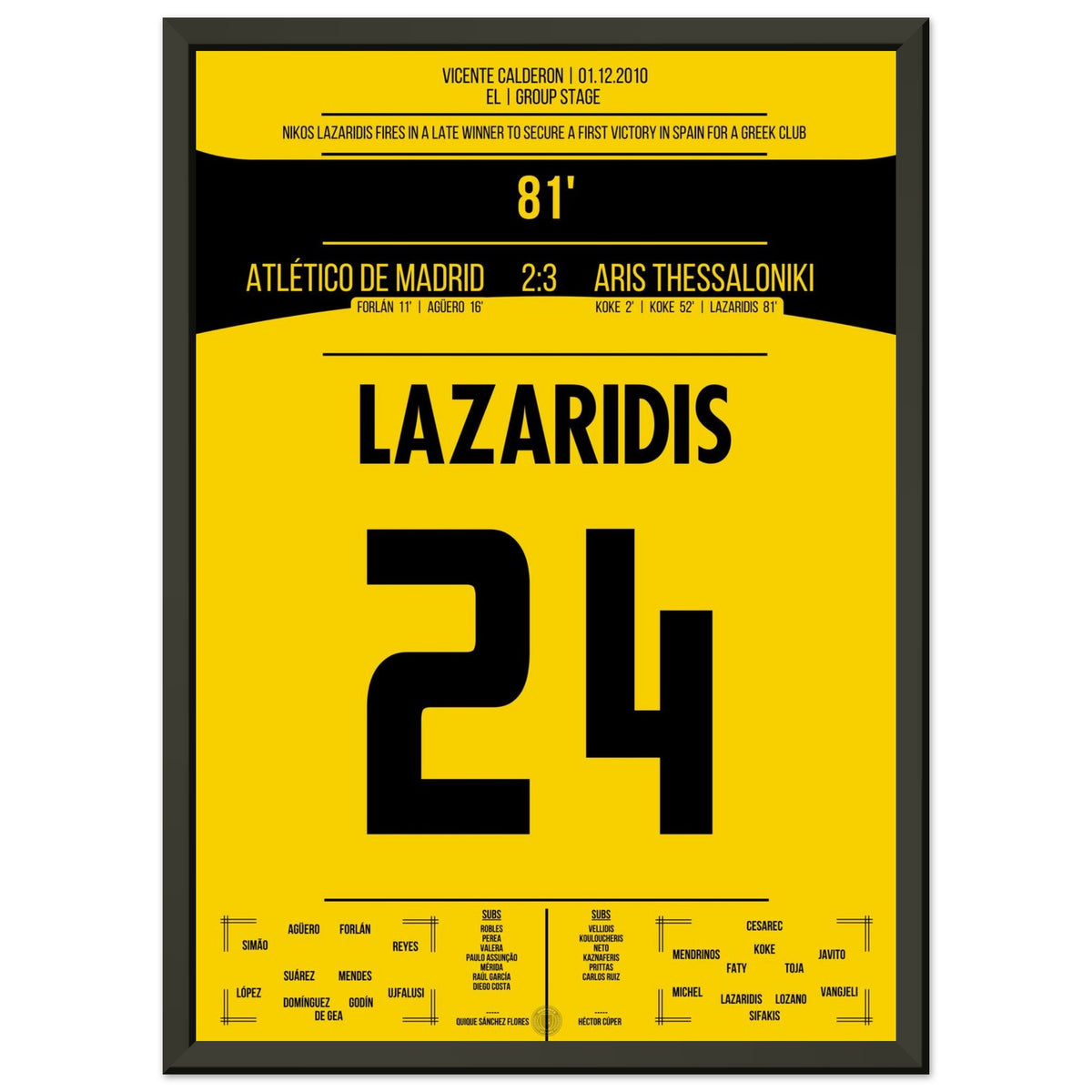 Lazaridis Siegtor bei Aris historischem Sieg bei Atletico in 2010