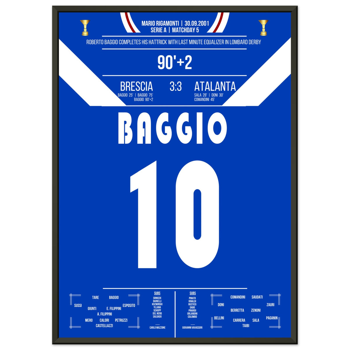 Baggio's später Hattrick für Brescia im Derby gegen Atalanta