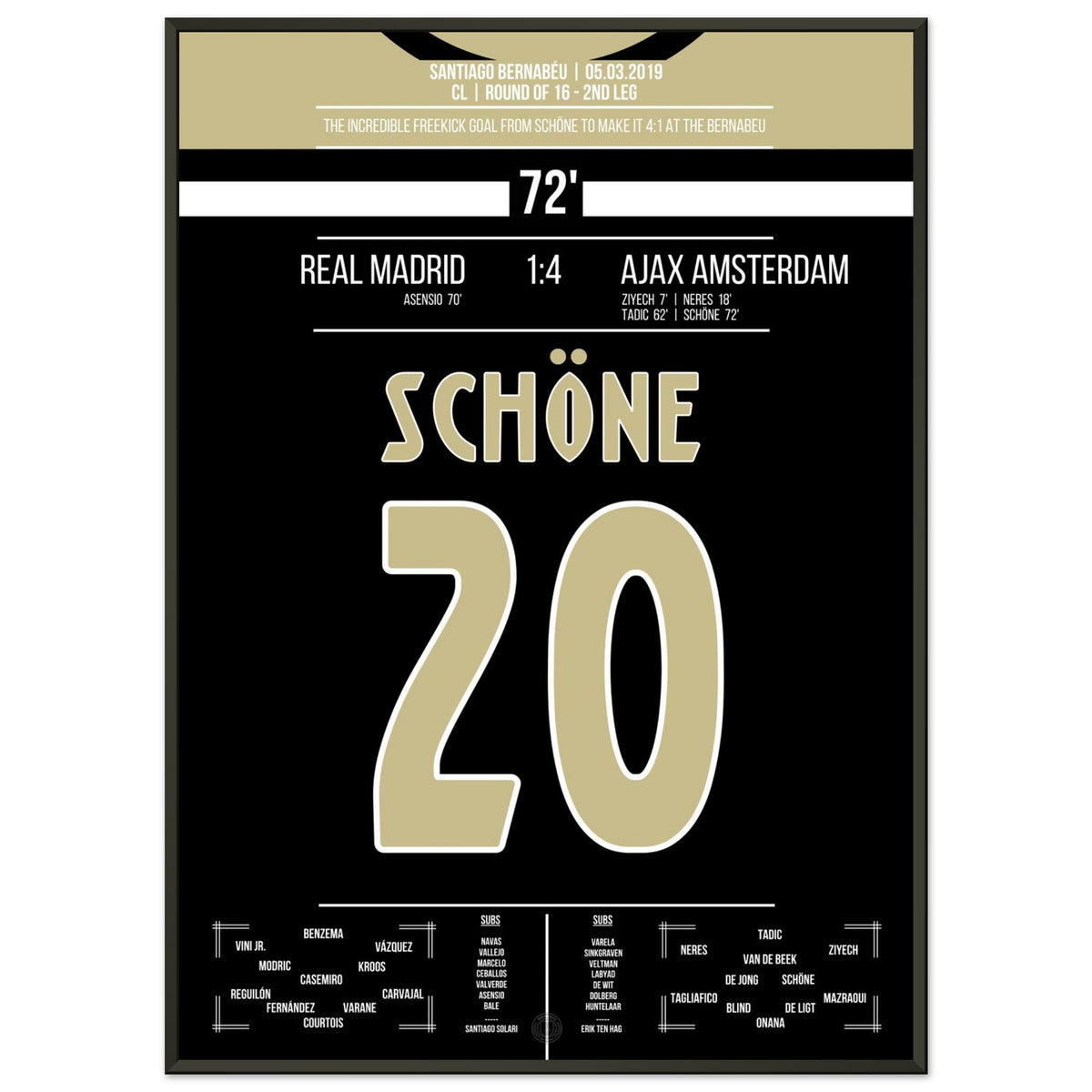 Schöne's Freistoßtor beim 4-1 Sieg im Bernabeu in 2019