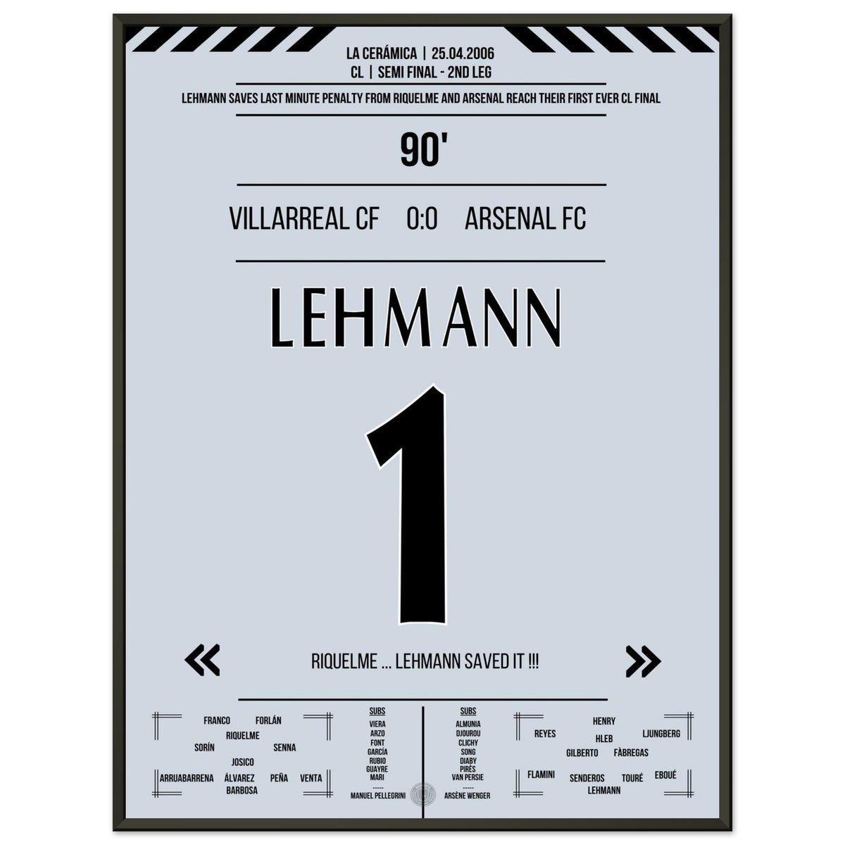 Lehmann hält Riquelmes Elfmeter und führt Arsenal ins Finale 2006