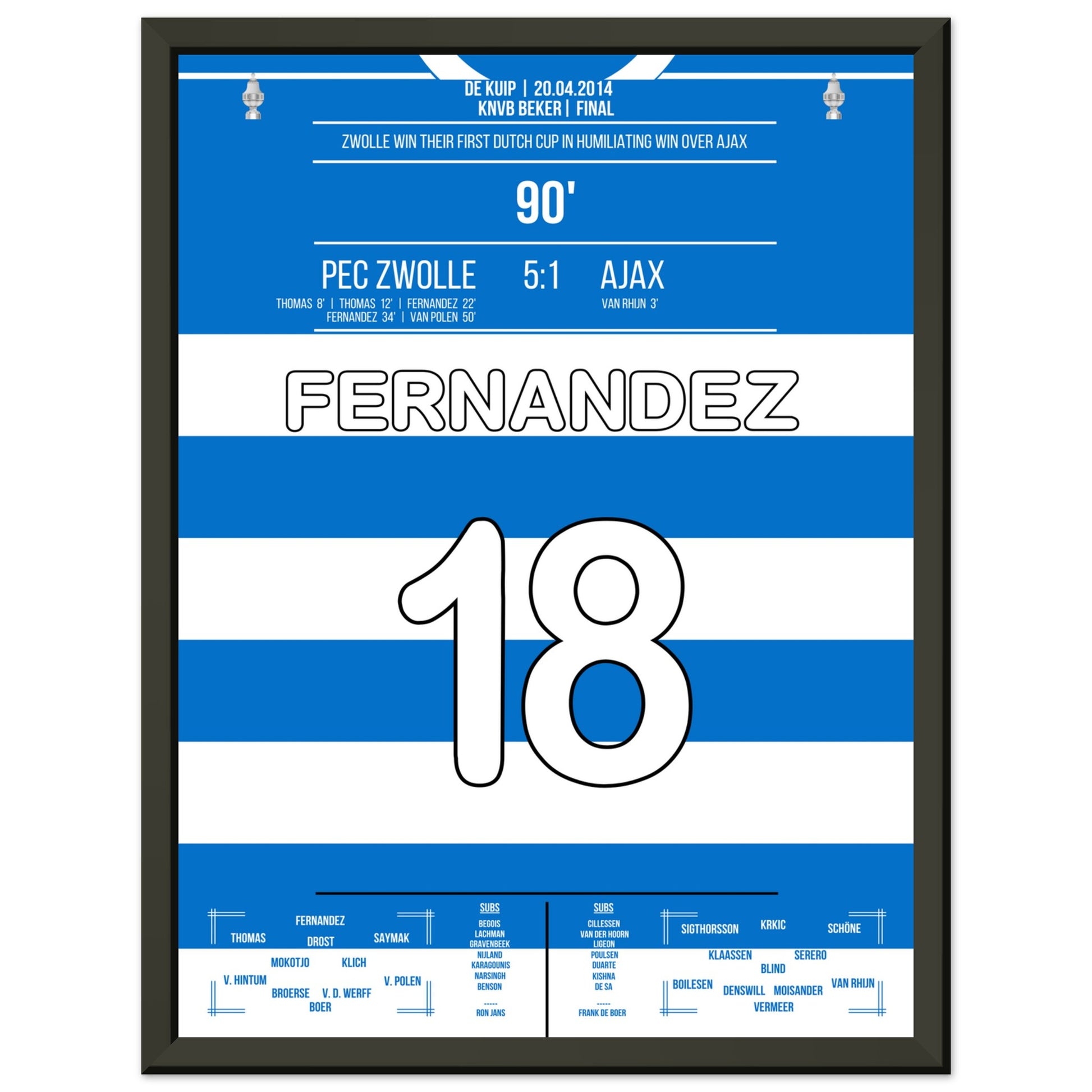 Zwolle's erster Pokalgewinn in 2014 30x40-cm-12x16-Schwarzer-Aluminiumrahmen