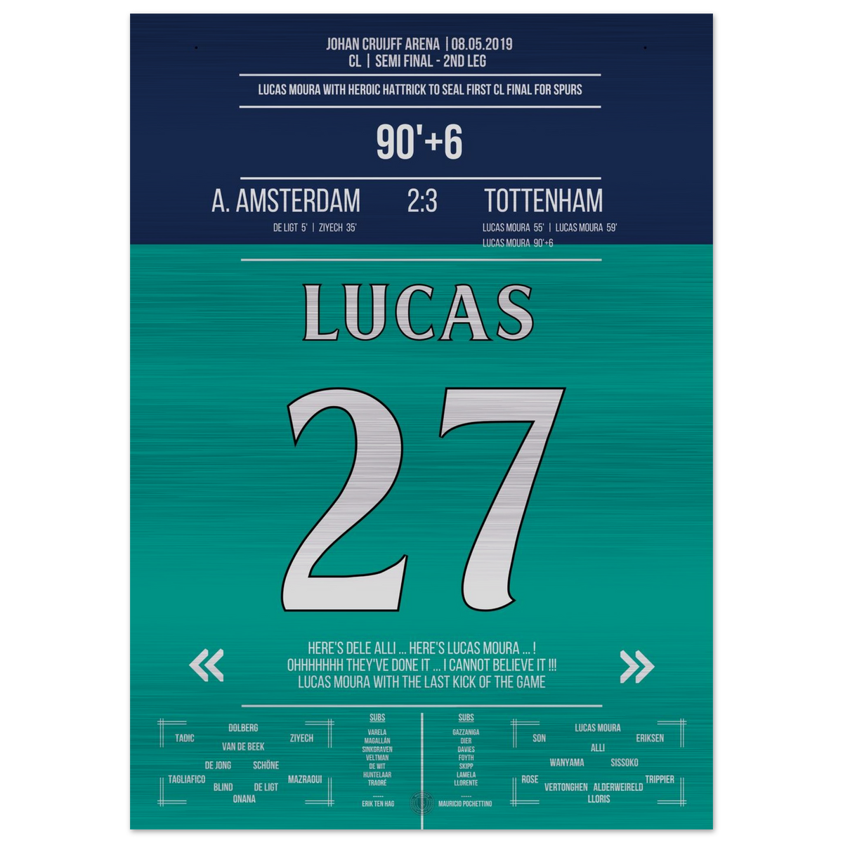 (Metal Print) Lucas Moura's legendärer Hattrick zum CL Finale