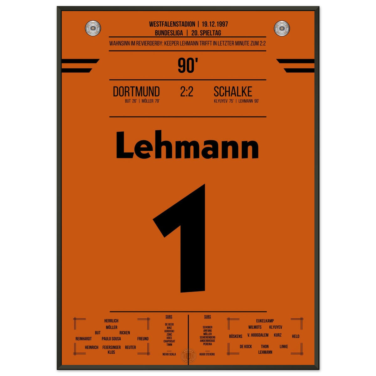 Lehmann schreibt Bundesliga-Geschichte mit Ausgleich in letzter Minute im Revierderby 1997