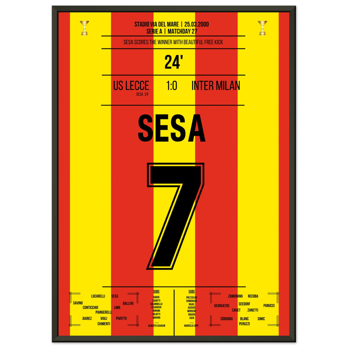 Sesa mit perfektem Freistoßtor zum Sieg gegen Inter in 2000