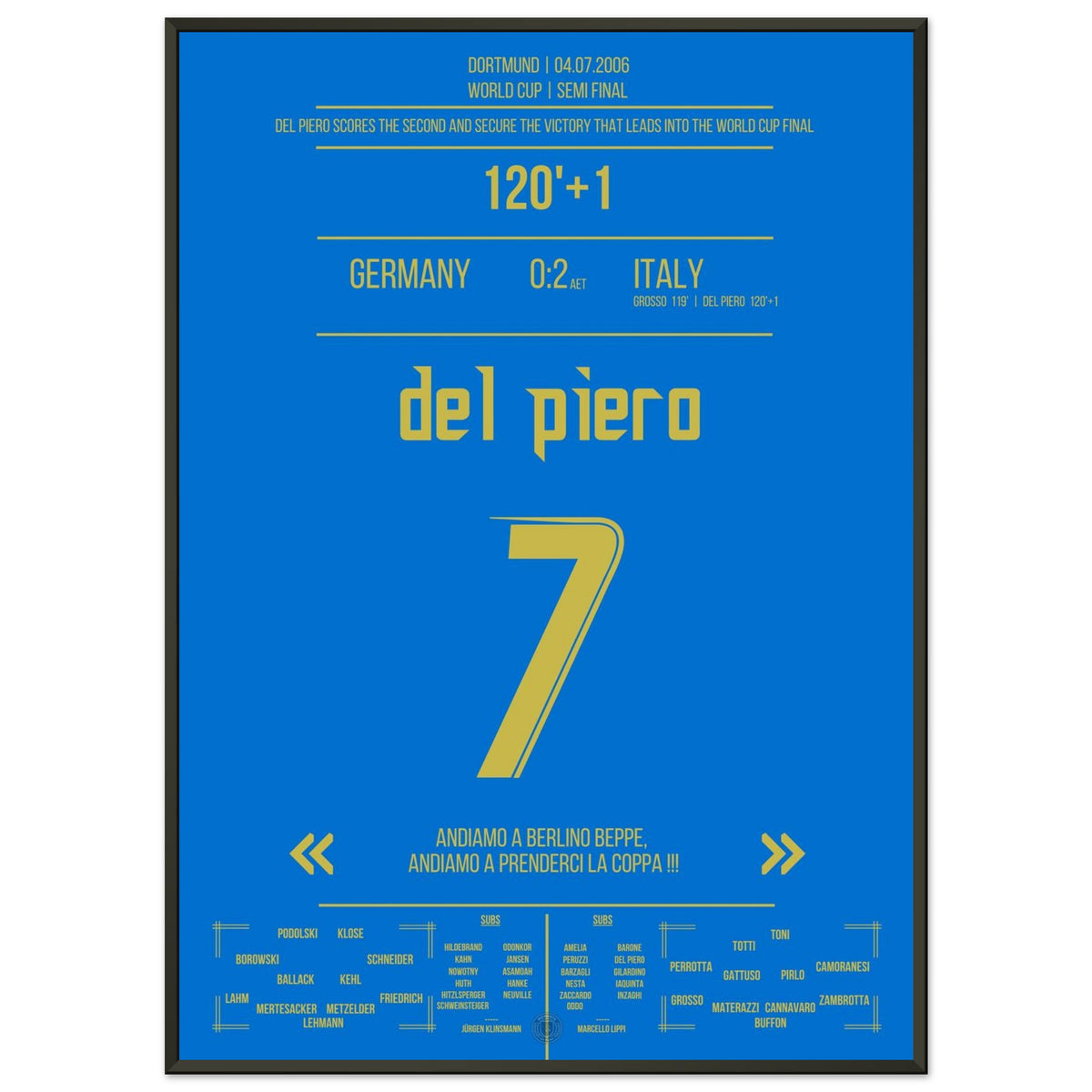 Del Piero schiesst Italien gegen Gastgeber Deutschland ins WM-Finale 2006