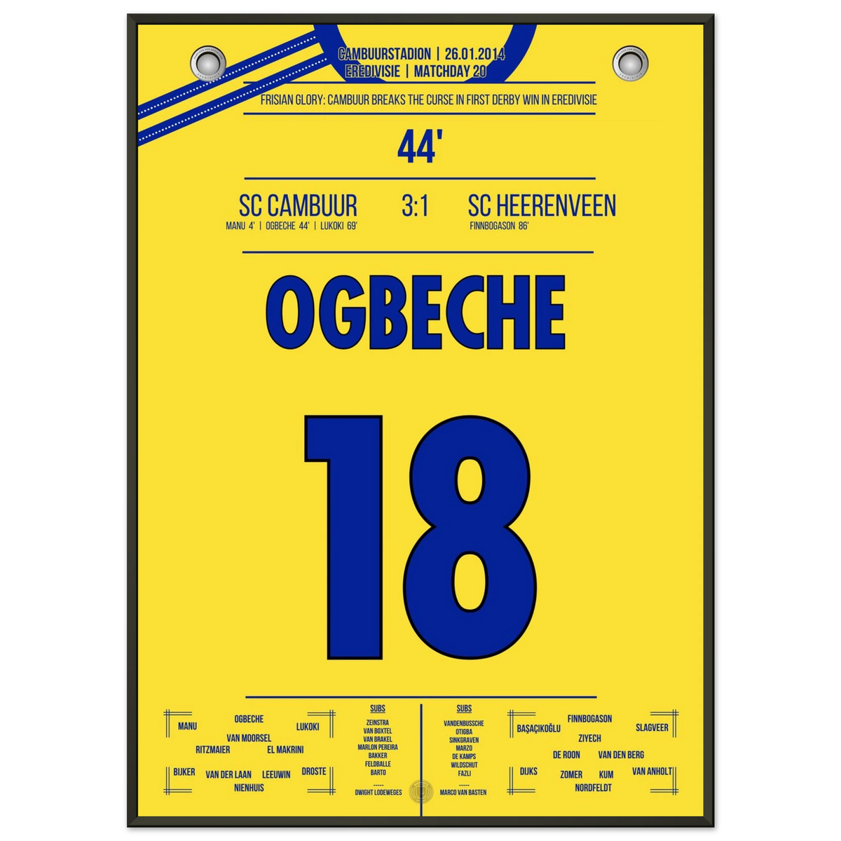 Cambuur's historischer Sieg im Friesen-Derby gegen Heerenveen in 2014