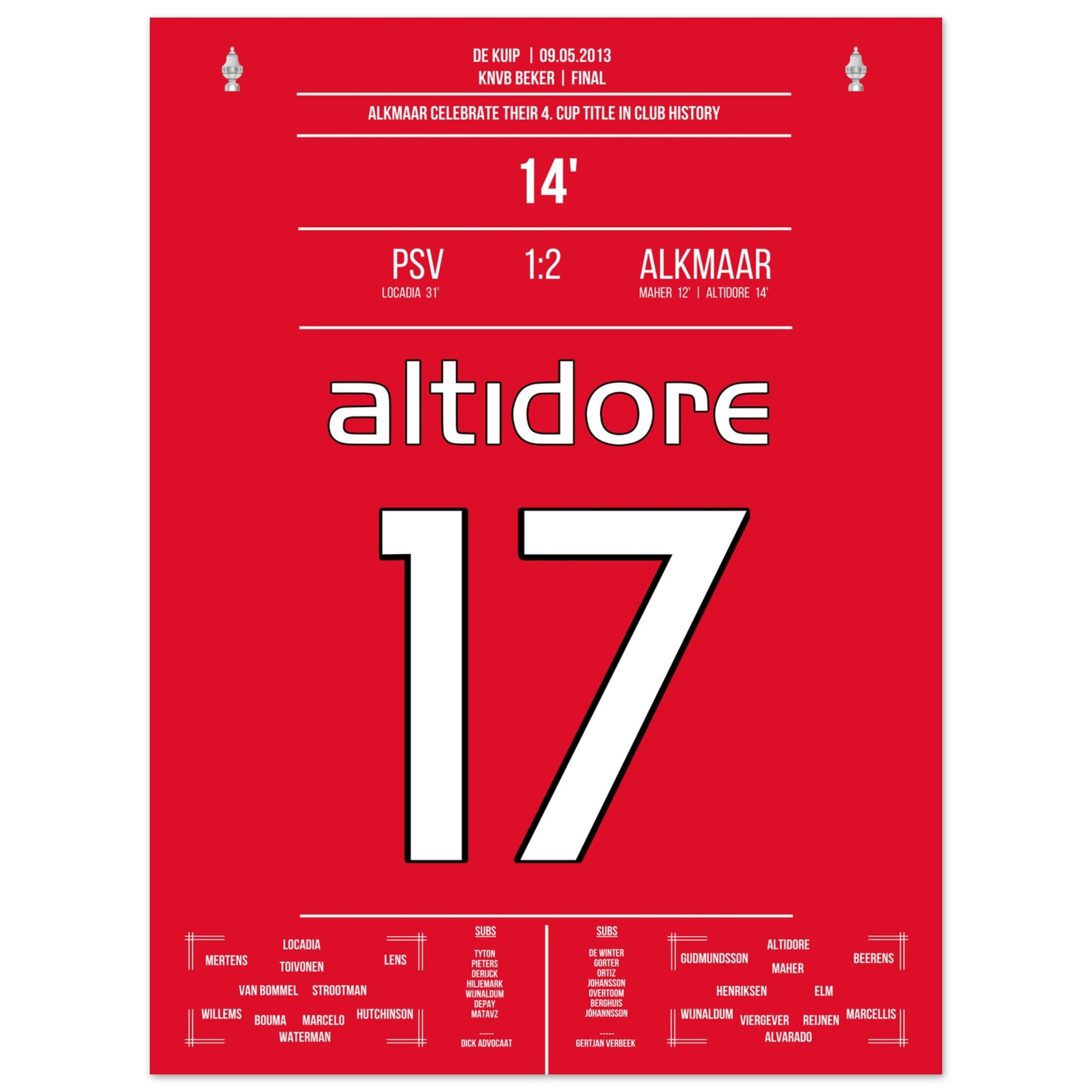 Alkmaar gewinnt zum vierten mal in der Vereinsgeschichte den Pokal 45x60-cm-18x24-Ohne-Rahmen