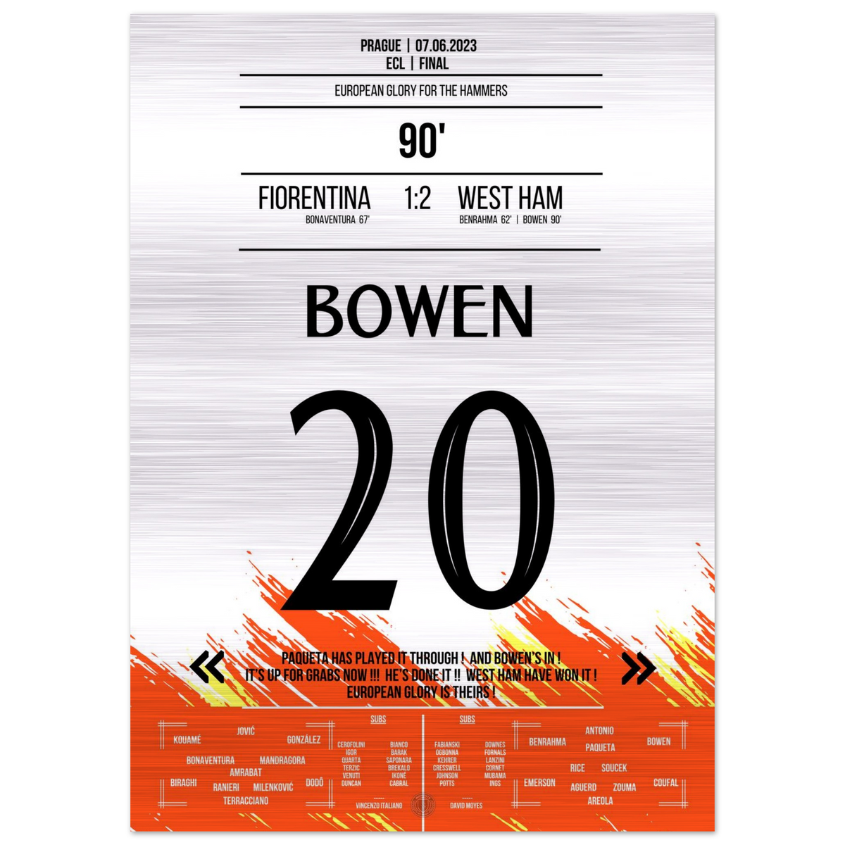 (Metal Print) Bowen's Last-Minute Siegtreffer zum Europapokal Triumph für die 