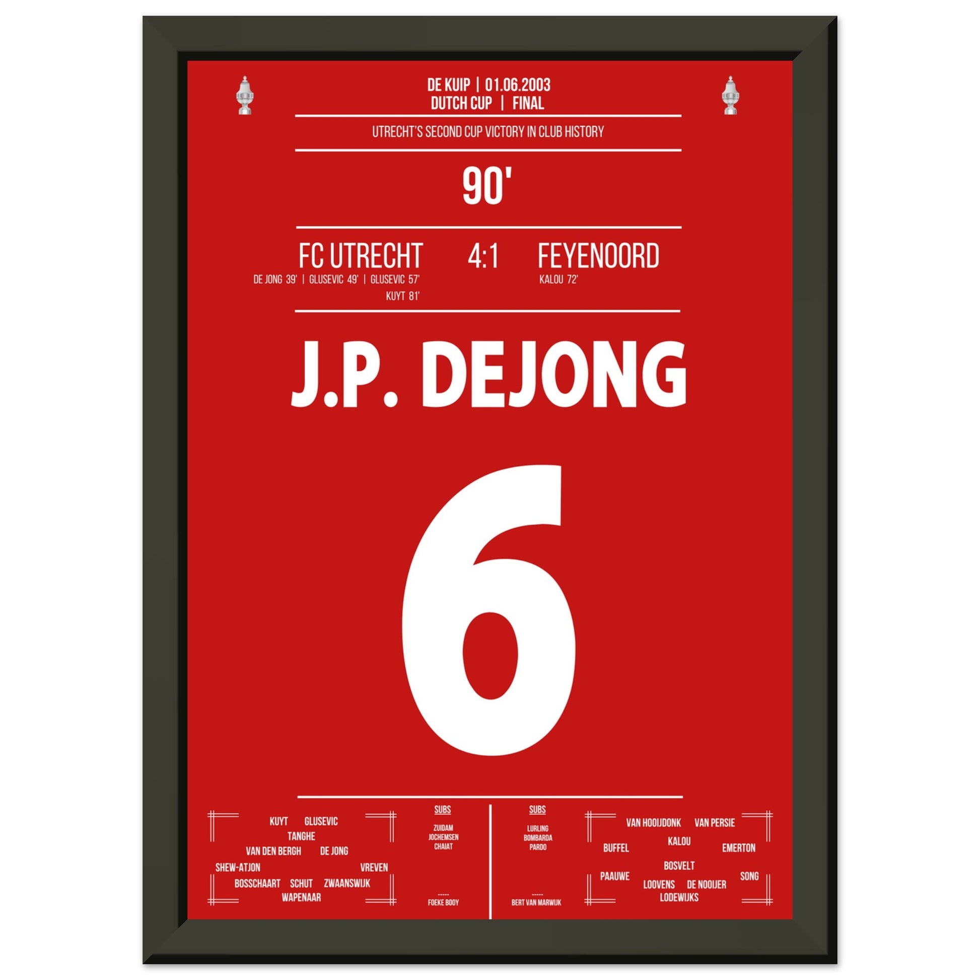 Utrecht gewinnt den zweiten Pokal der Vereinsgeschichte in 2003 A4-21x29.7-cm-8x12-Schwarzer-Aluminiumrahmen
