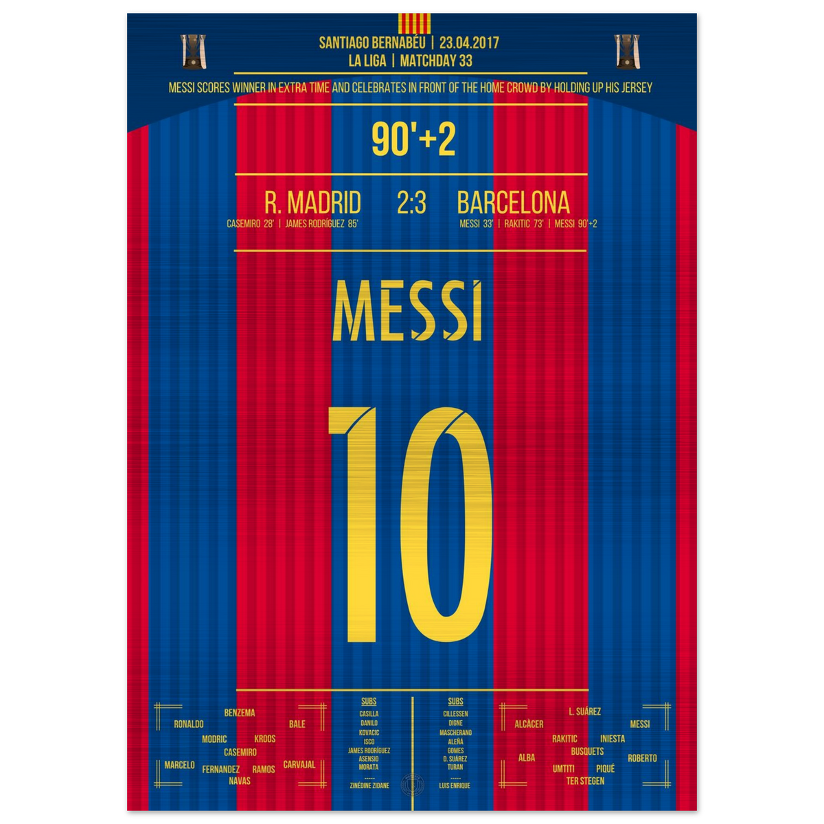 (Metal Print) Messi's legendäres Tor mit Trikot-Jubel im El Clasico
