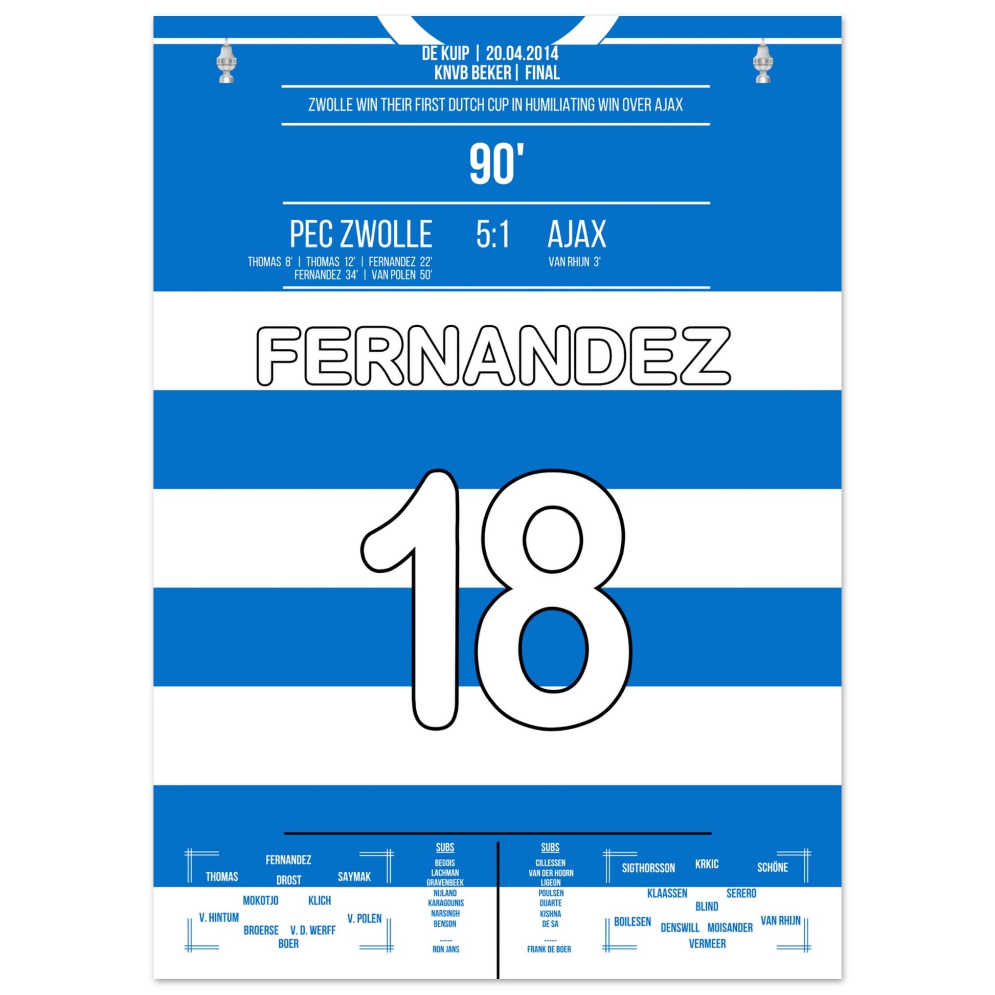 Zwolle's erster Pokalgewinn in 2014 50x70-cm-20x28-Ohne-Rahmen
