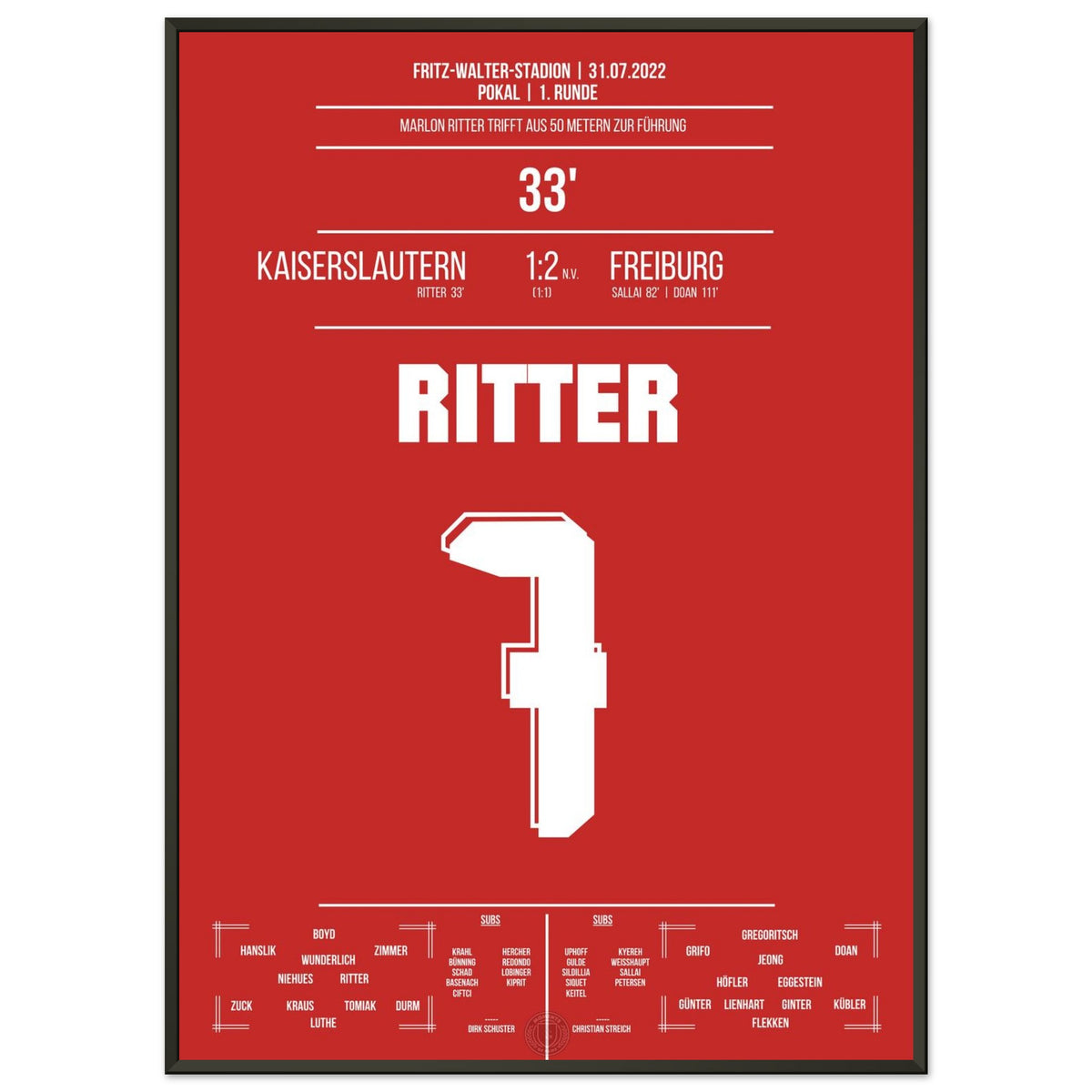 Ritter's Führungstreffer aus 50m gegen Freiburg