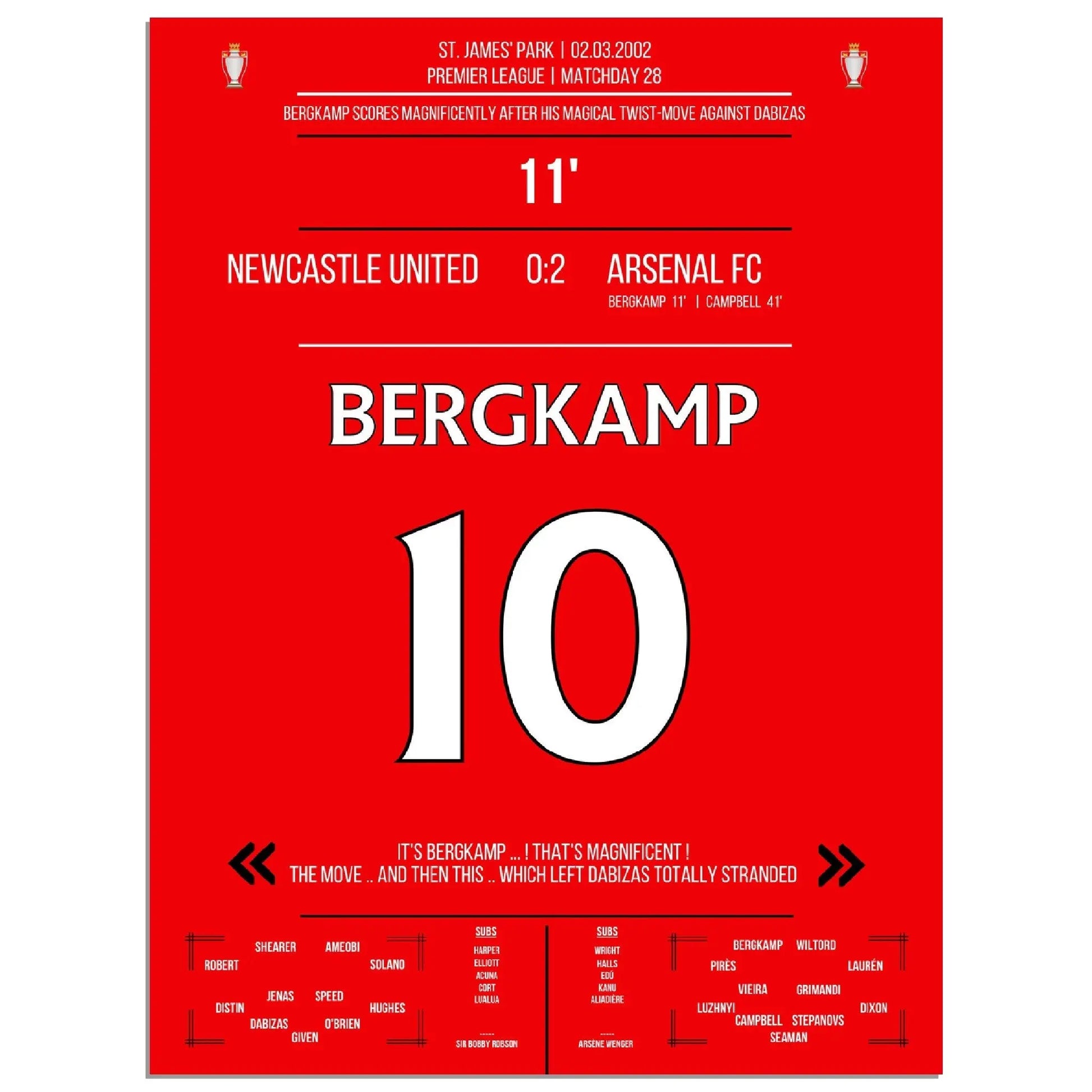 Bergkamps magisches Tor im Spiel Arsenal - Newcastle Premier League 2002 