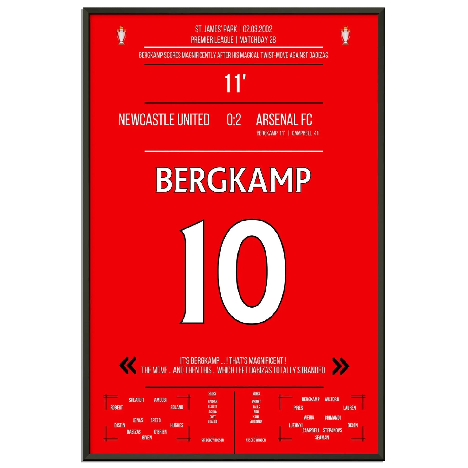 Bergkamps magisches Tor im Spiel Arsenal - Newcastle Premier League 2002 