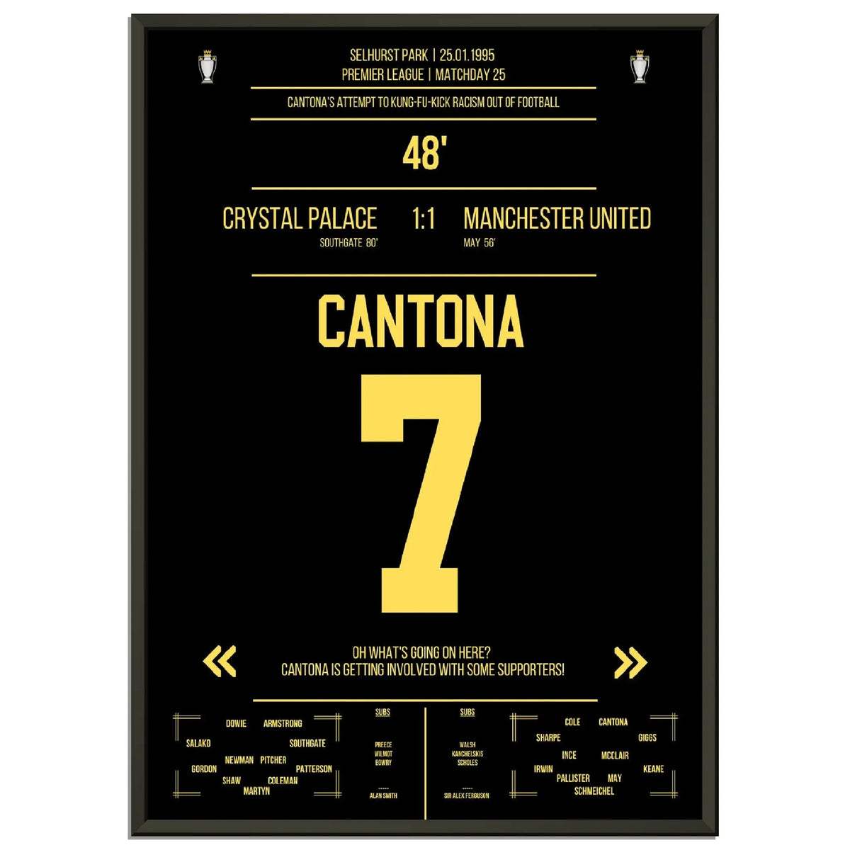 Cantona Kung Fu Tritt im Premier League Spiel ManU - Crystal Palace 1995