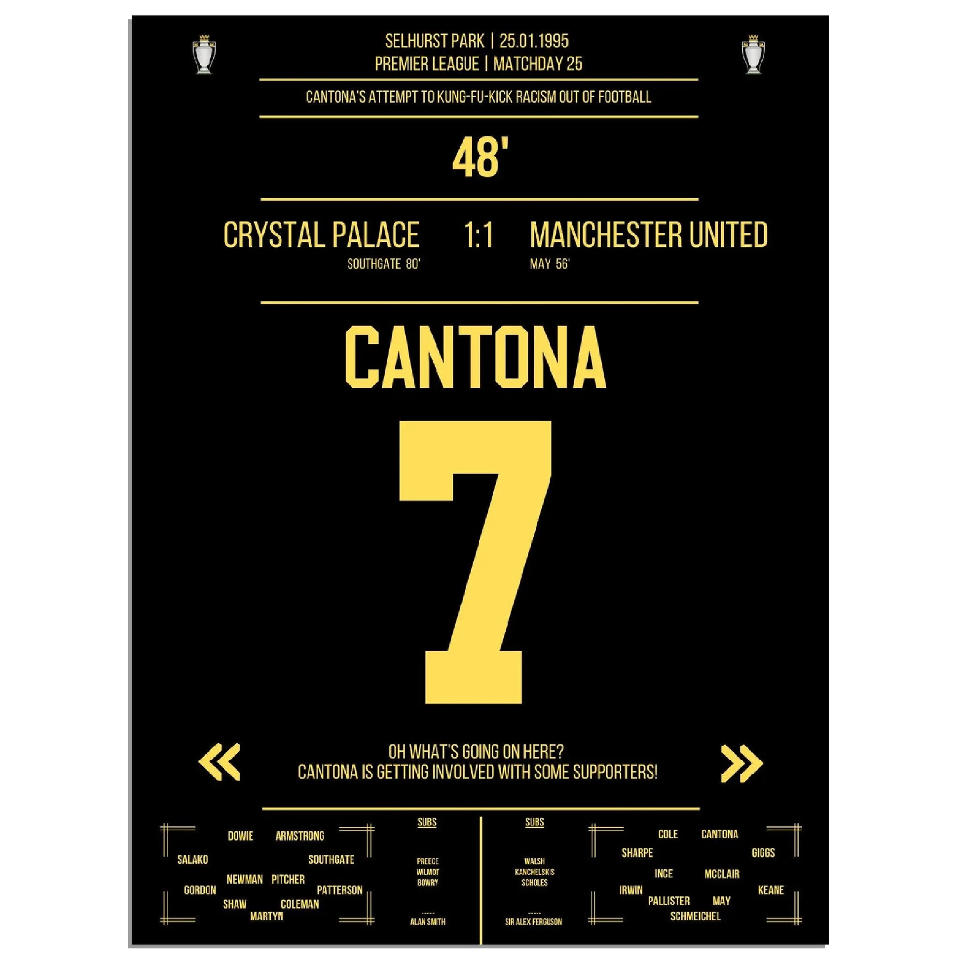 Cantona Kung Fu Tritt im Premier League Spiel ManU - Crystal Palace 1995 