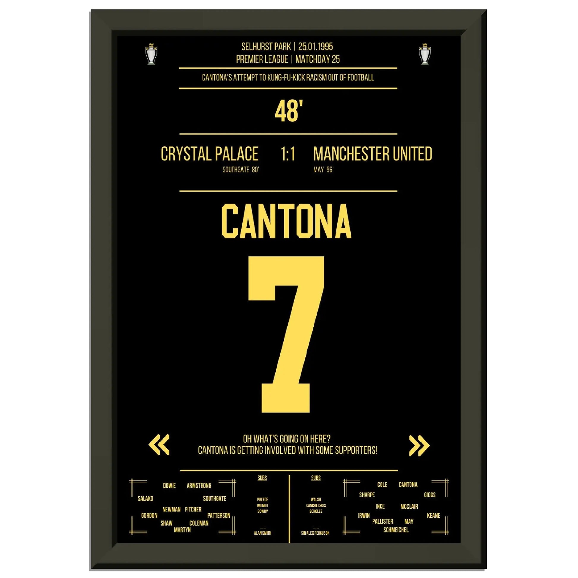 Cantona Kung Fu Tritt im Premier League Spiel ManU - Crystal Palace 1995 