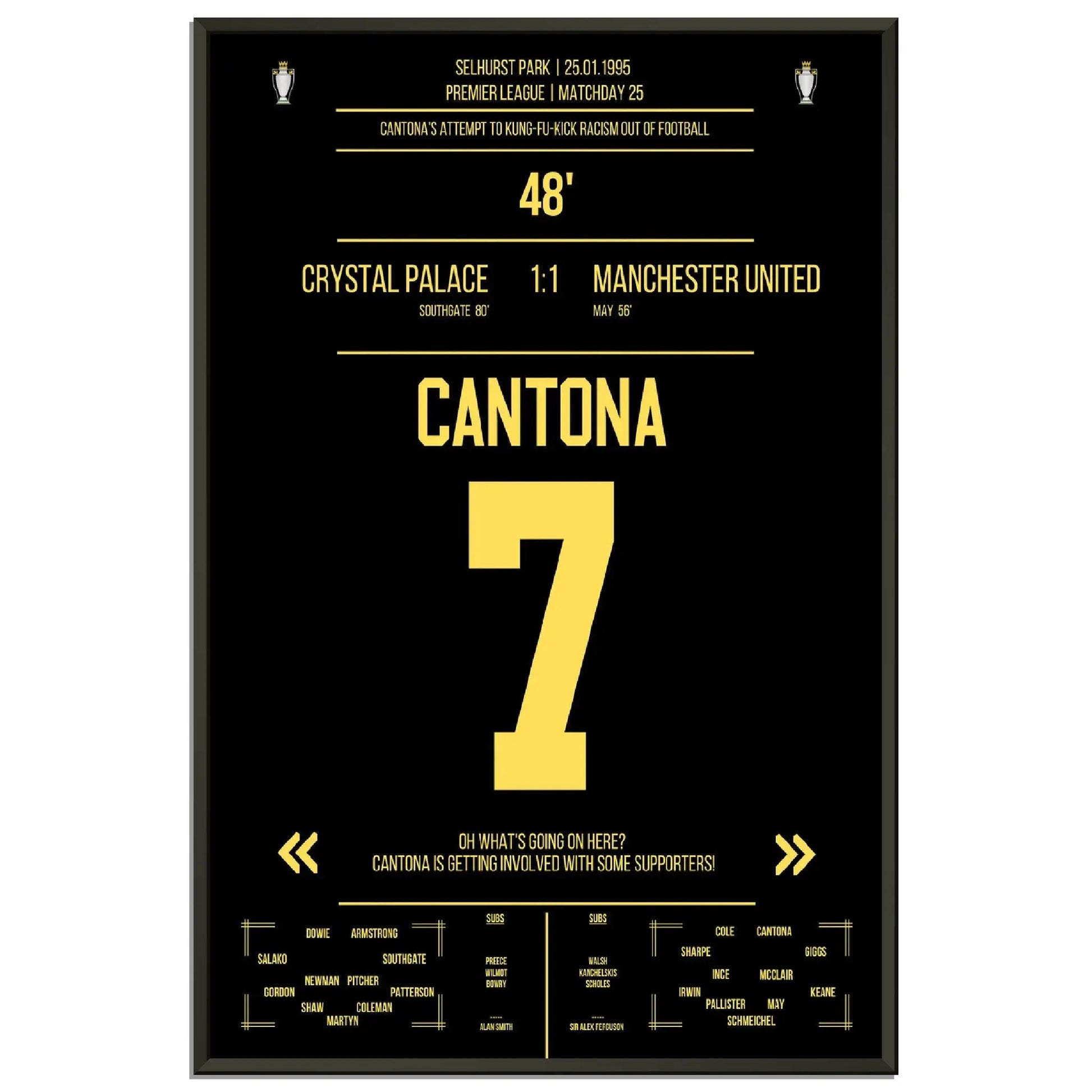 Cantona Kung Fu Tritt im Premier League Spiel ManU - Crystal Palace 1995 