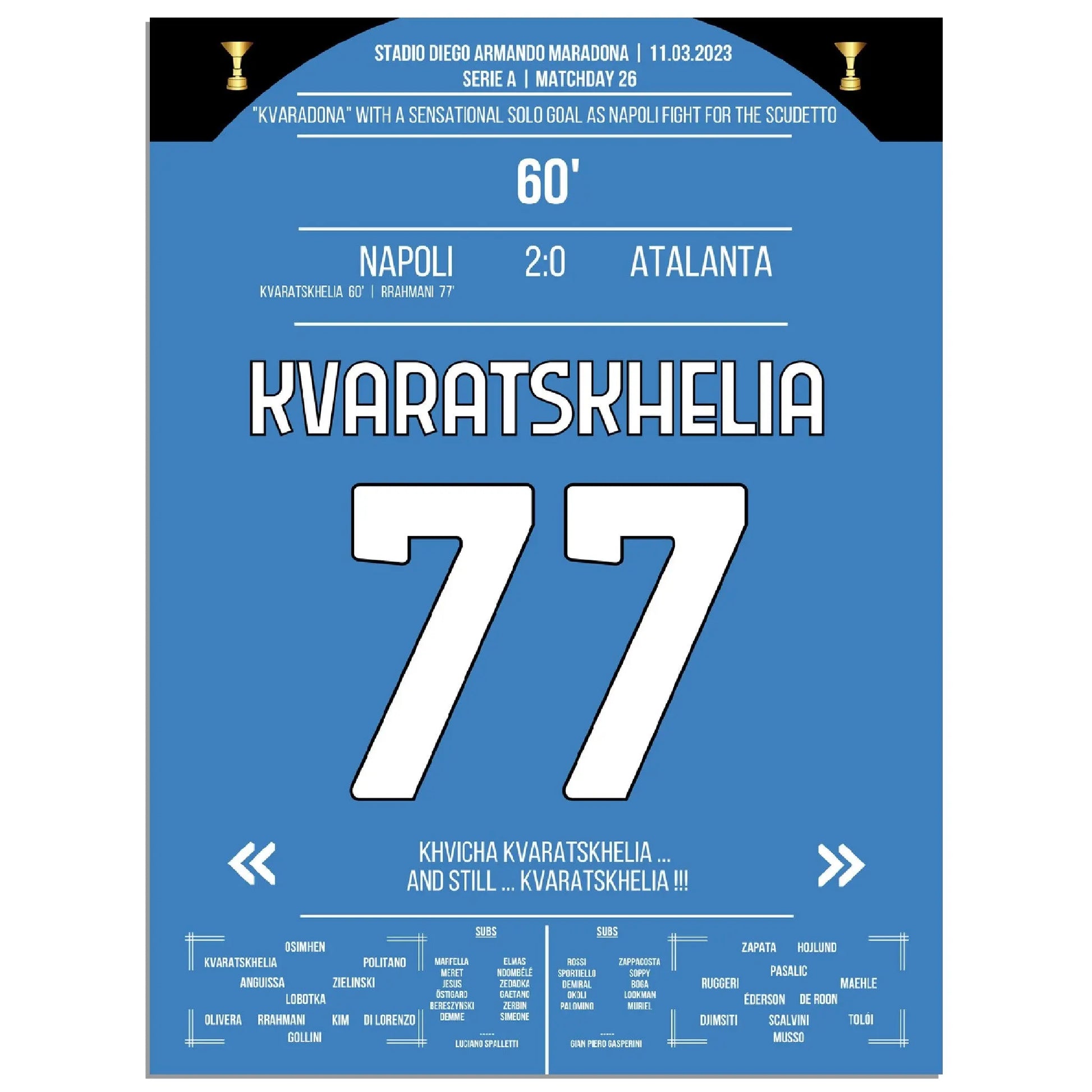 Kvaratskhelia mit phänomenalen Solo-Tor gegen Atalanta im Rennen um den Scudetto 2023 