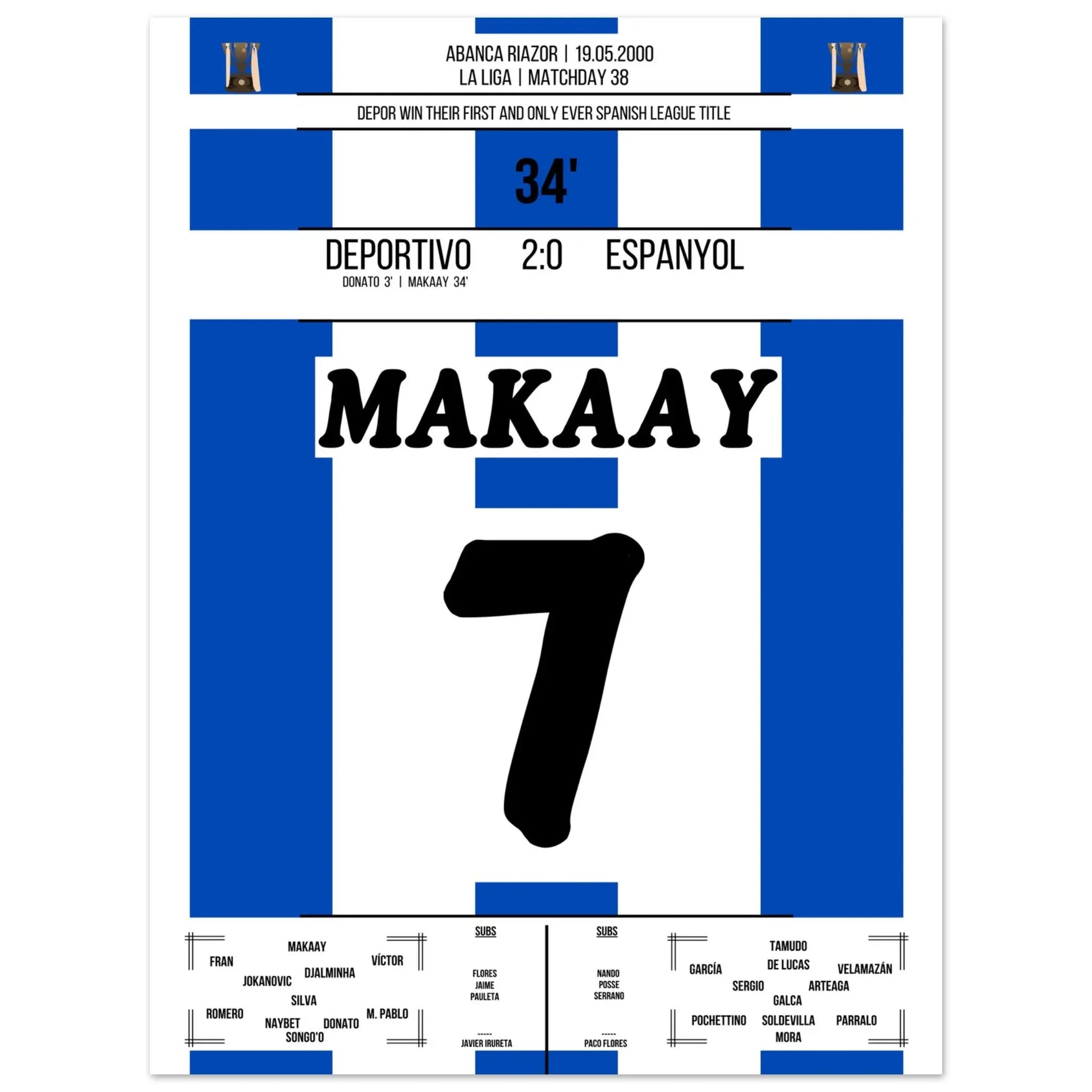 La Coruna's erster Meistertitel in 2000 45x60-cm-18x24-Ohne-Rahmen