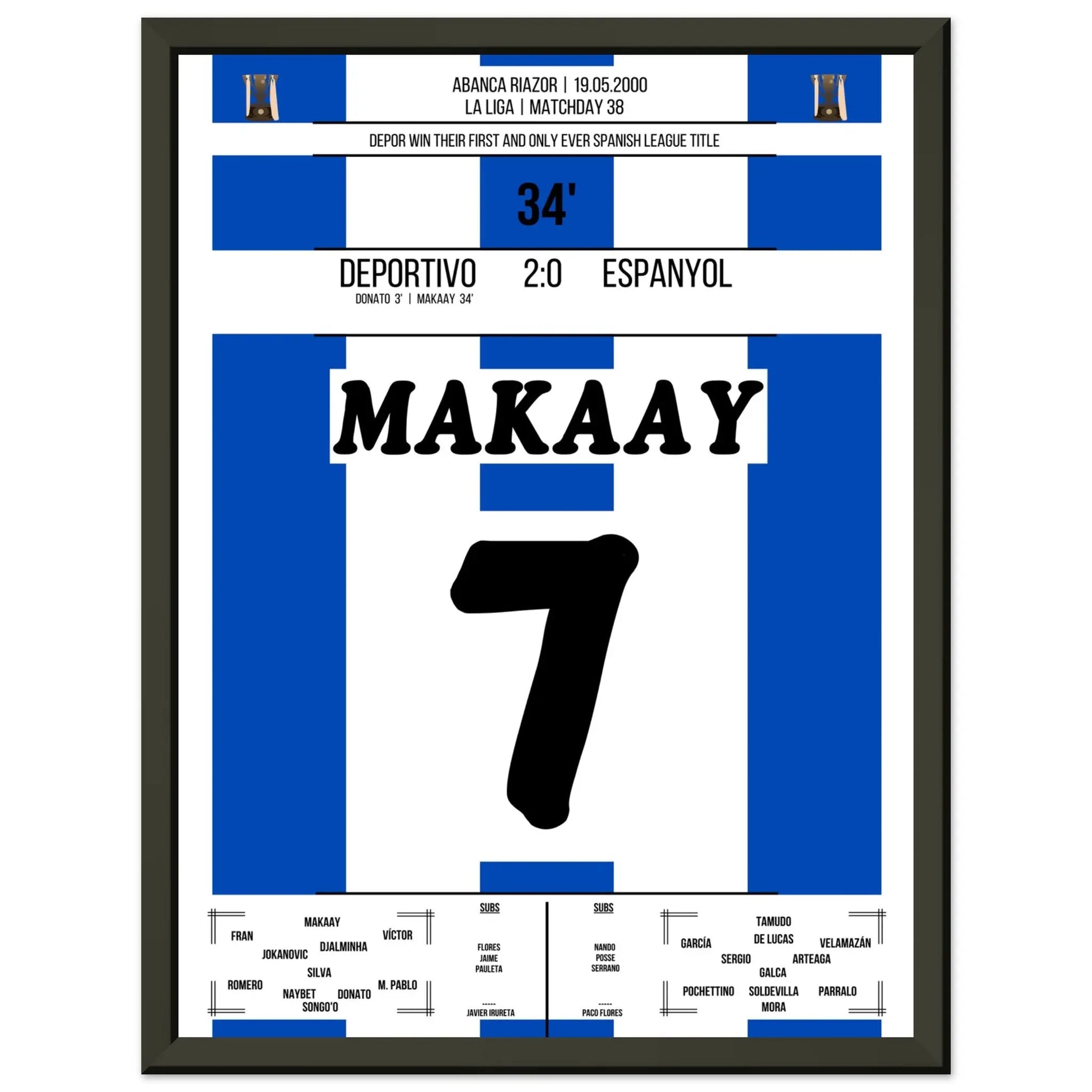 La Coruna's erster Meistertitel in 2000 30x40-cm-12x16-Schwarzer-Aluminiumrahmen