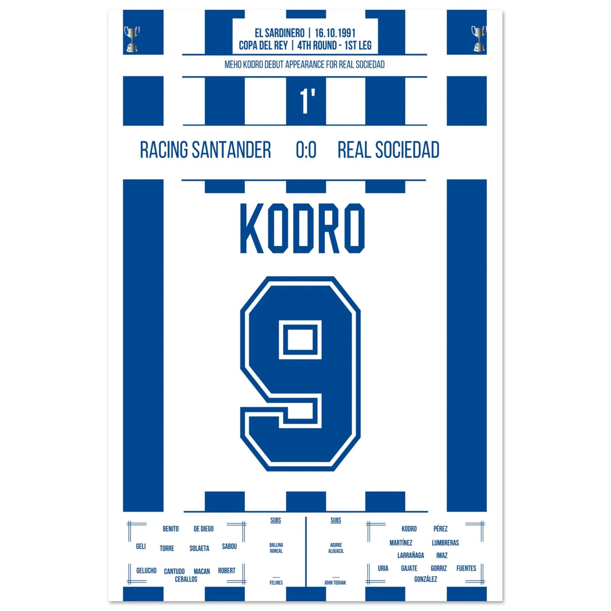 Meho Kodro Debüt für Real Sociedad 60x90-cm-24x36-Ohne-Rahmen