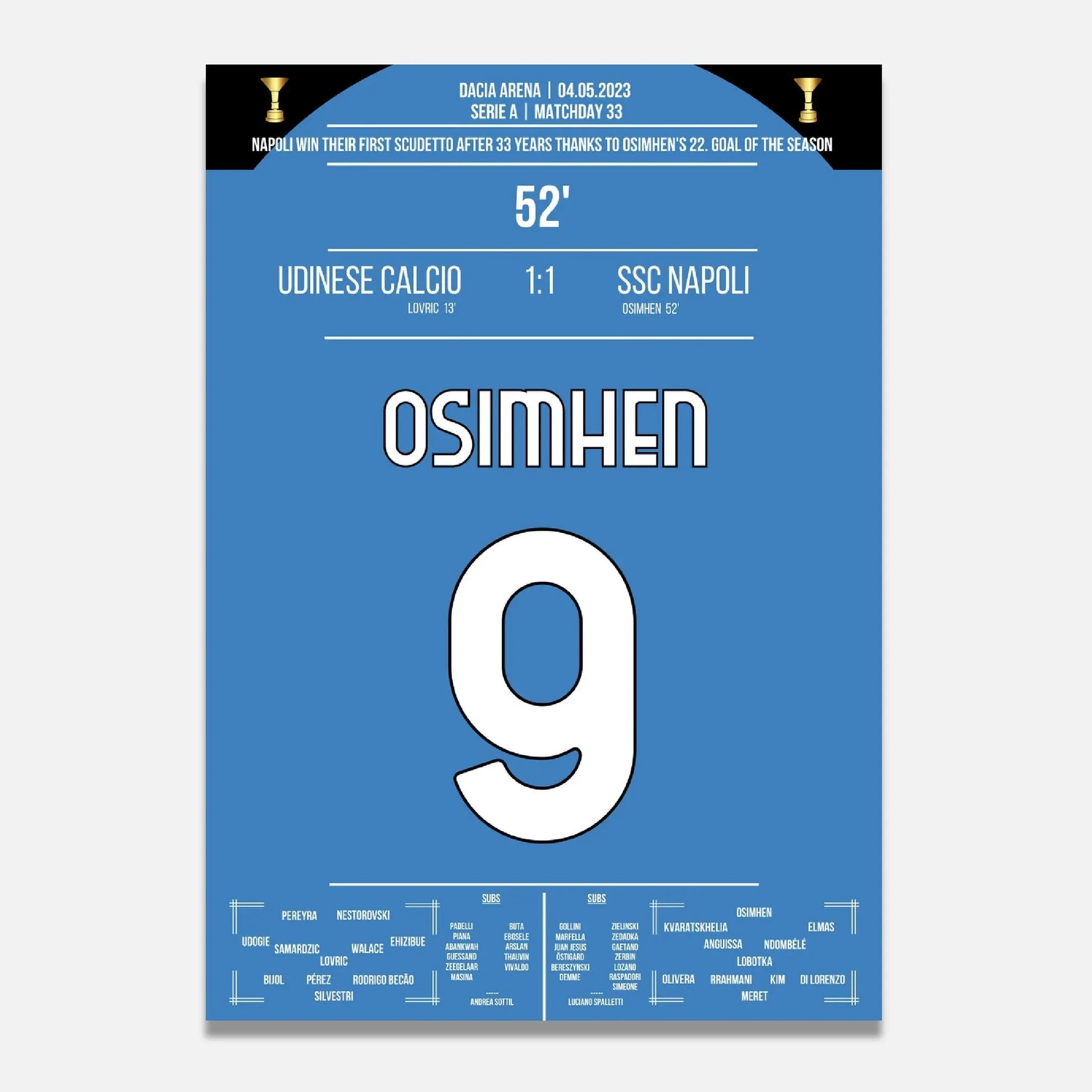 Neapel's 3. Scudetto nach 33 Jahren gegen Udinese 