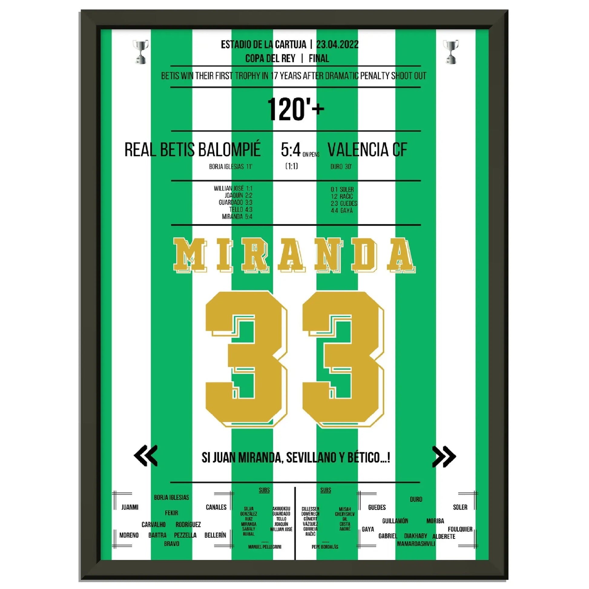 Real Betis gewinnt zum dritten Mal die Copa Del Rey im Finale gegen Valencia 2022 