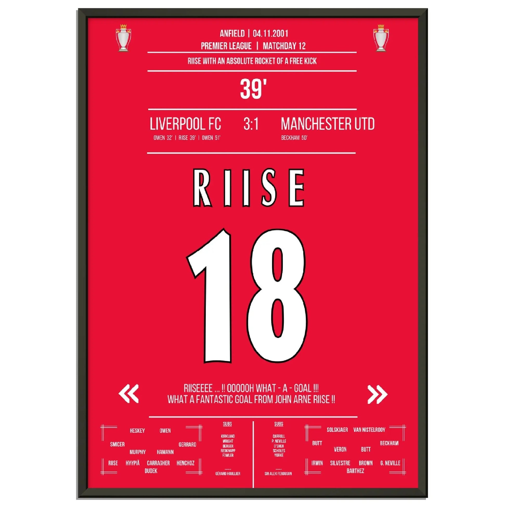 Riise packt den Hammer aus bei Liverpools Heimsieg gegen ManU in 2001 