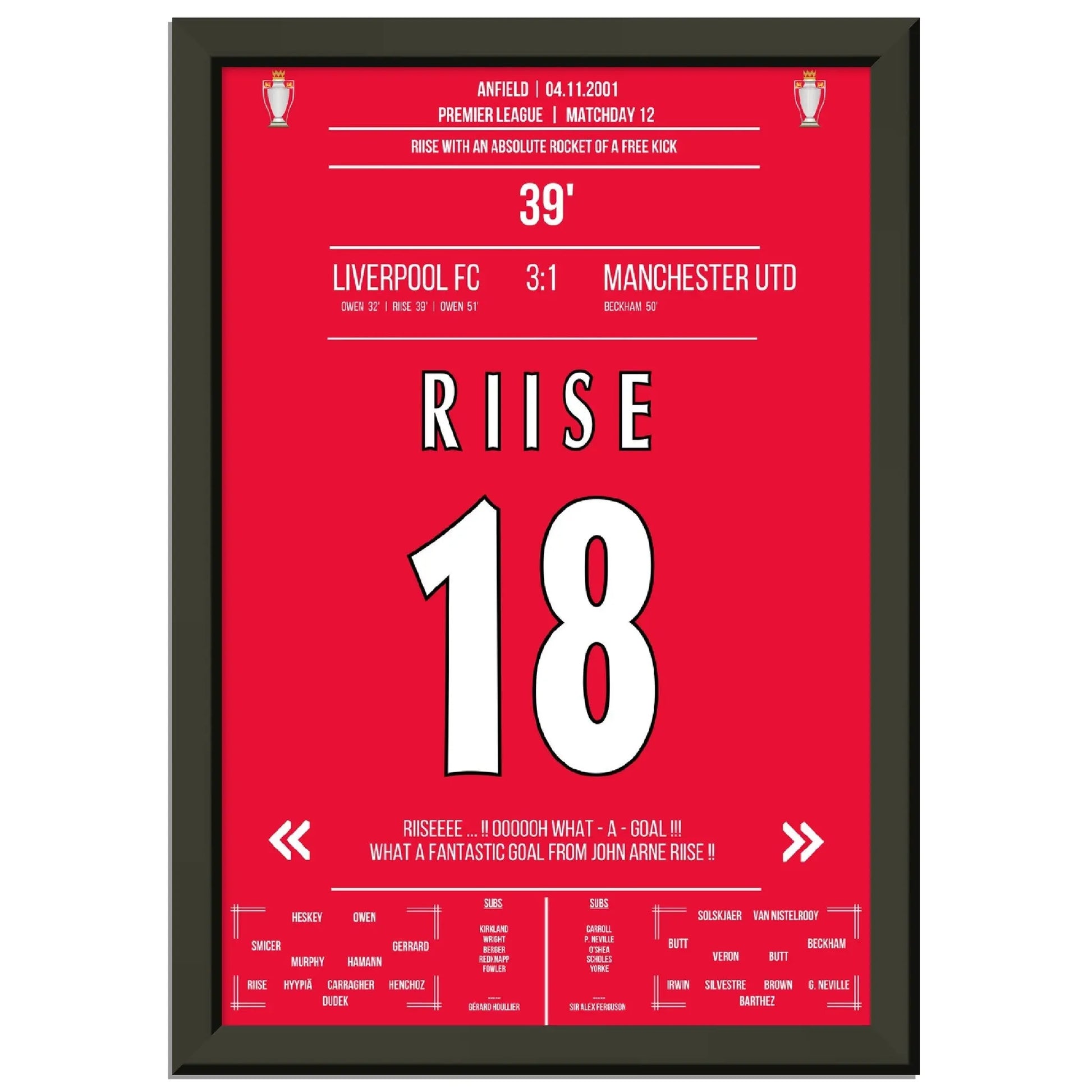 Riise packt den Hammer aus bei Liverpools Heimsieg gegen ManU in 2001 