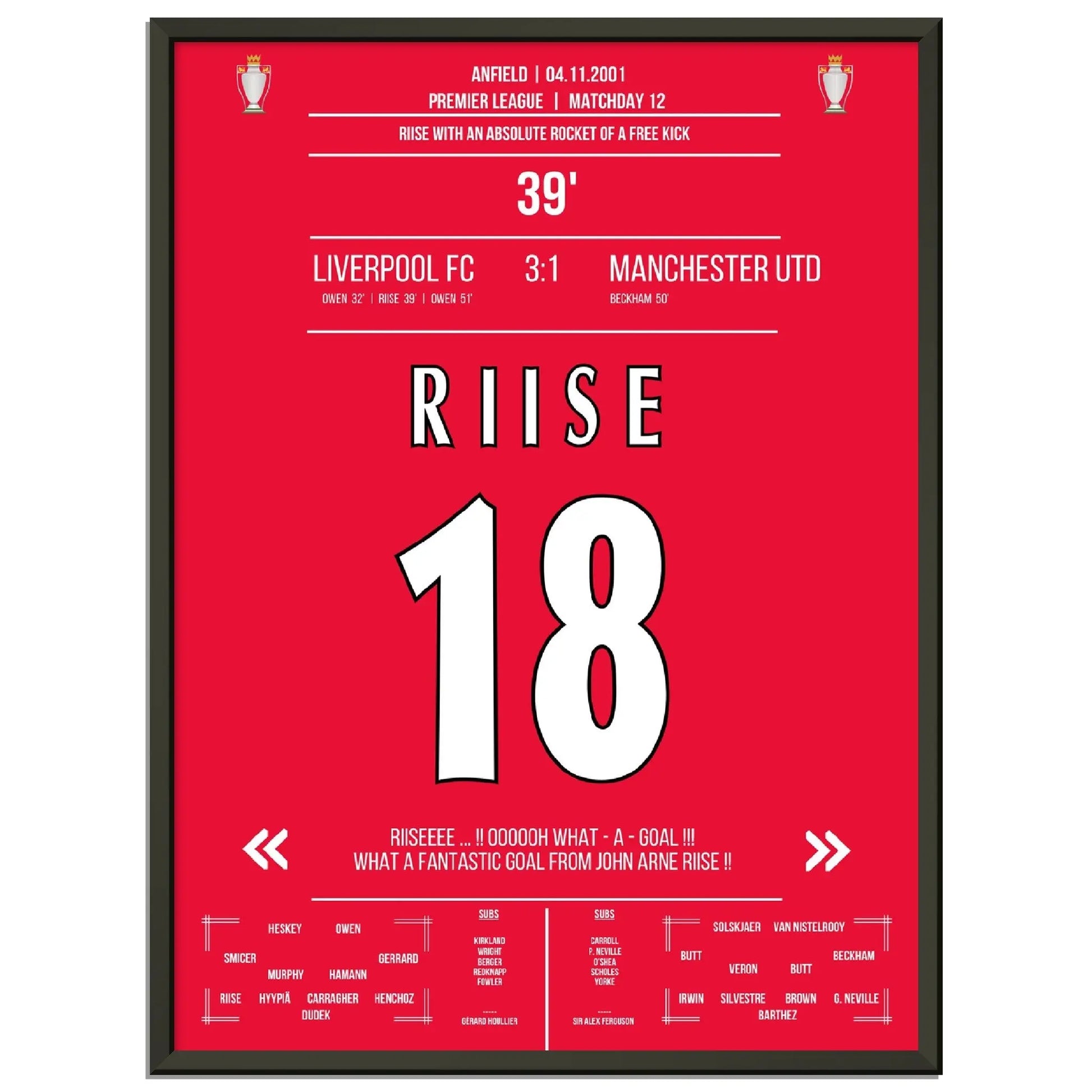 Riise packt den Hammer aus bei Liverpools Heimsieg gegen ManU in 2001 