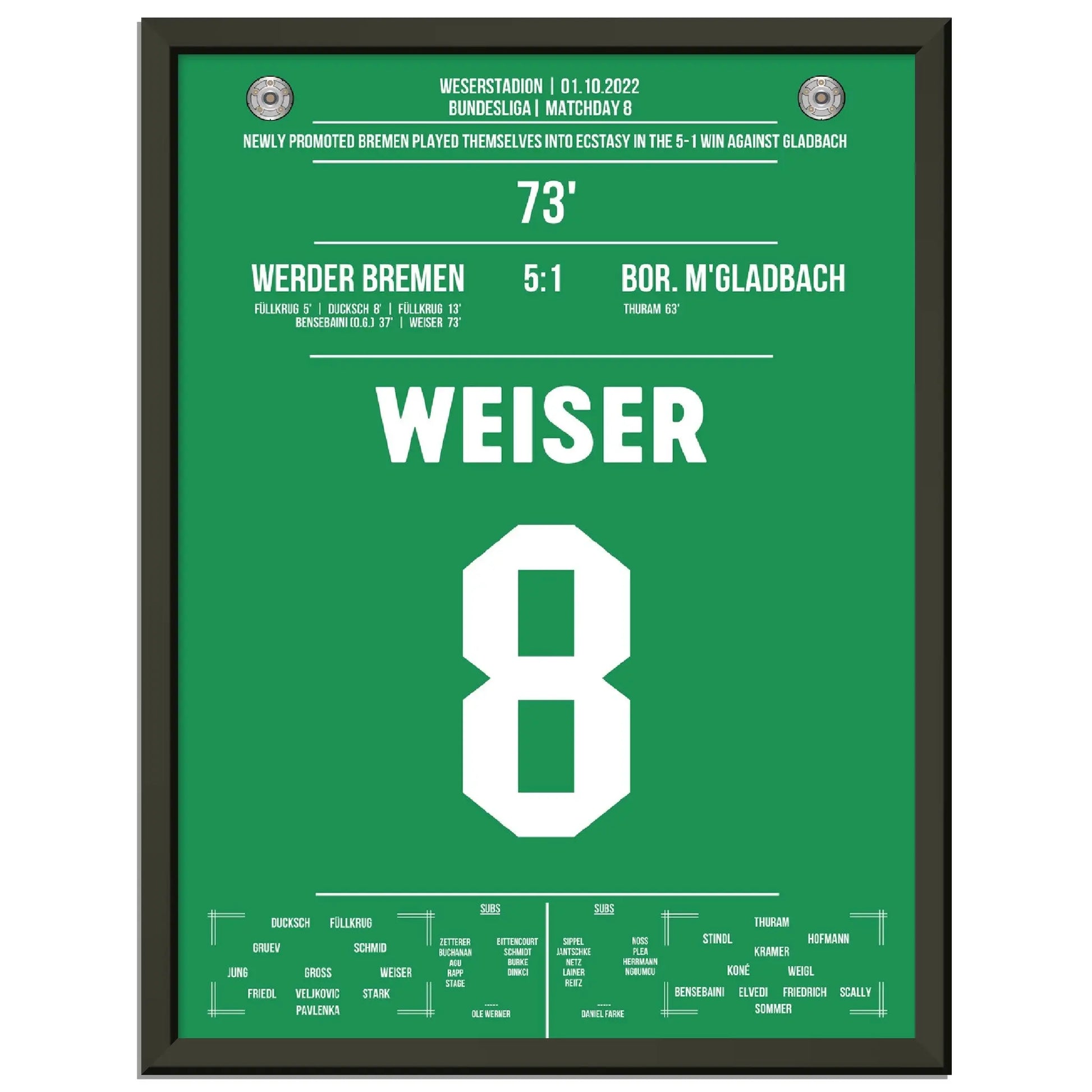 Weiser krönt Bremen's Gala-Sieg gegen Gladbach 2022 