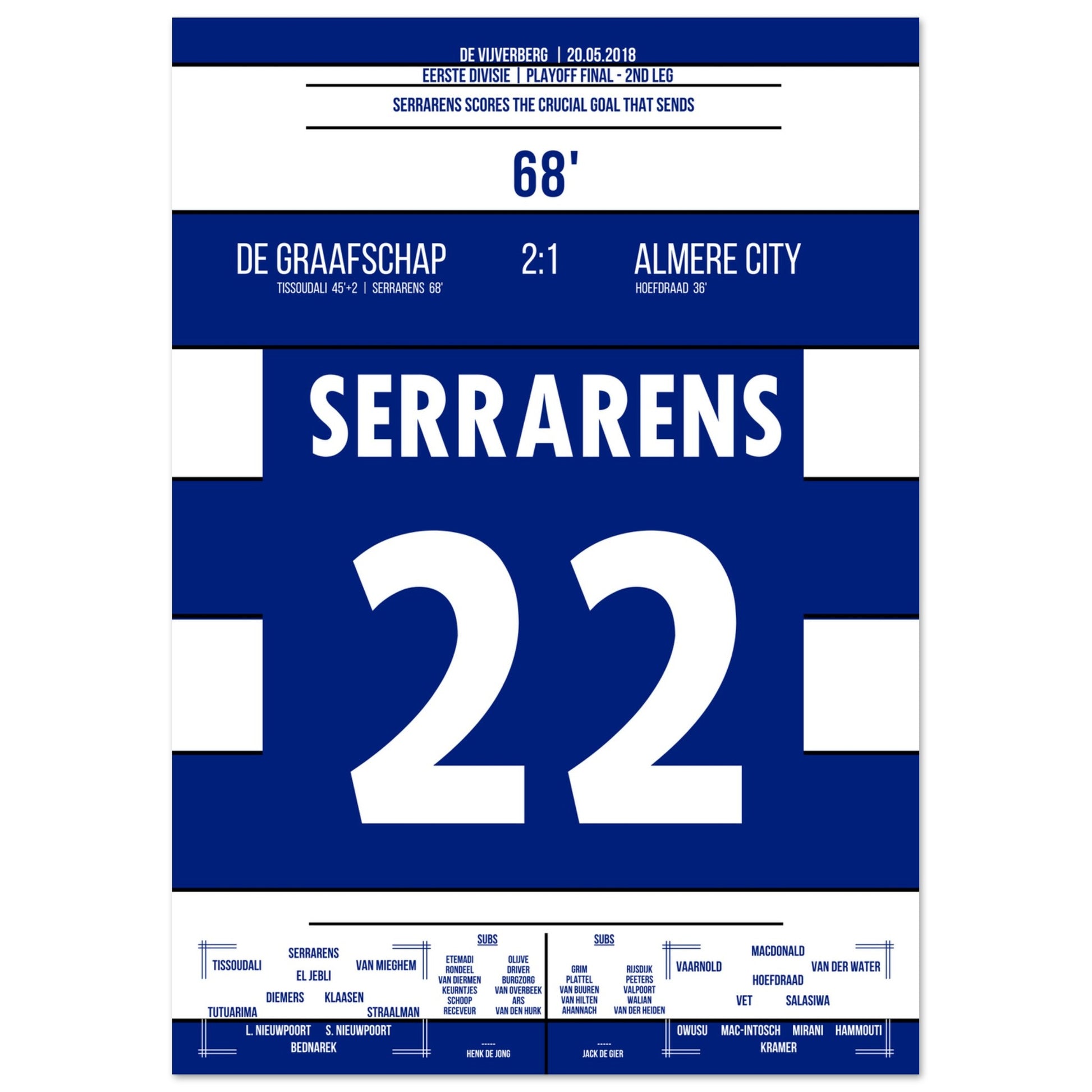 De Graafschap schafft den Aufstieg in die Eredivisie 2018 A4-21x29.7-cm-8x12-Ohne-Rahmen