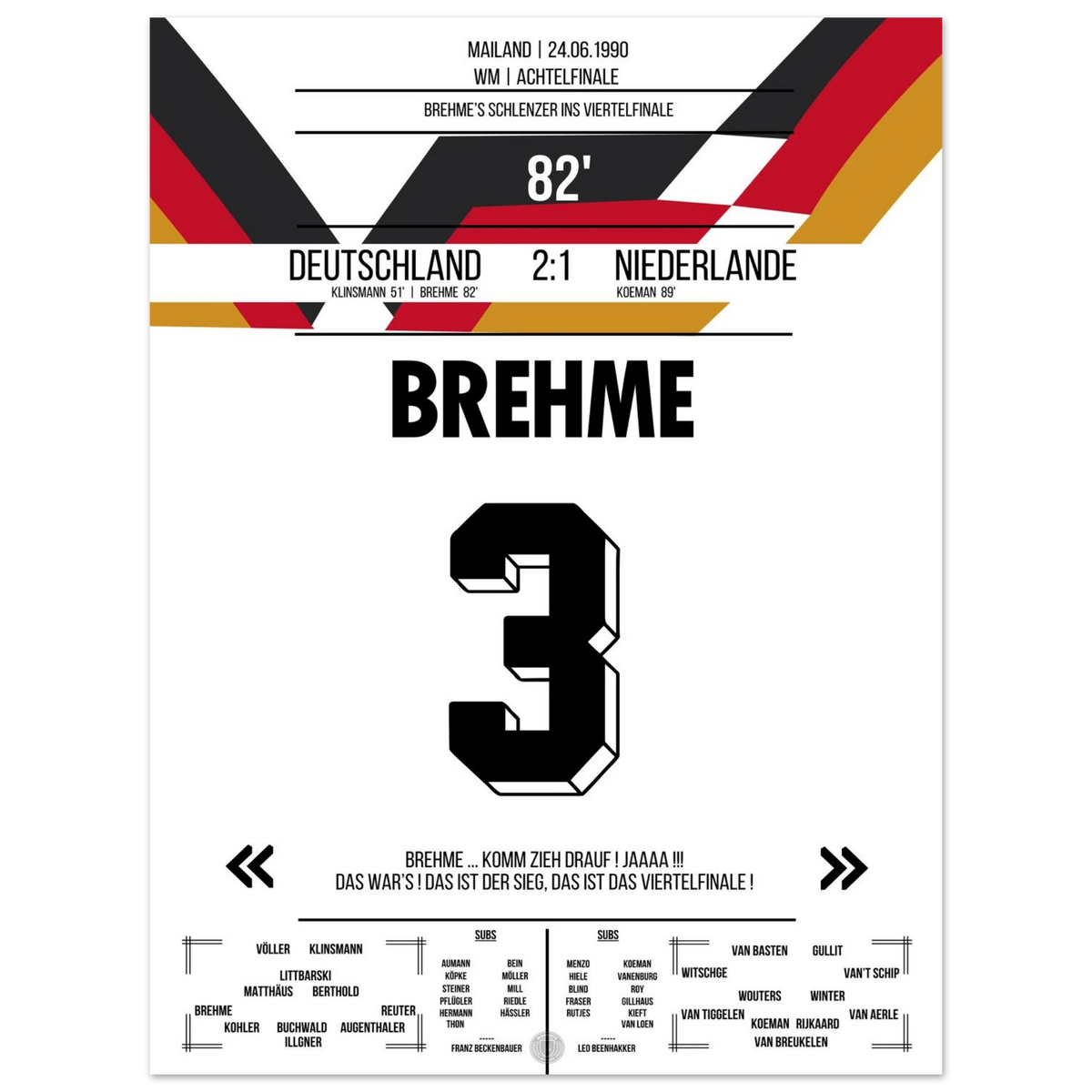 Brehme's Schlenzer ins Viertelfinale beim WM-Sieg gegen Holland