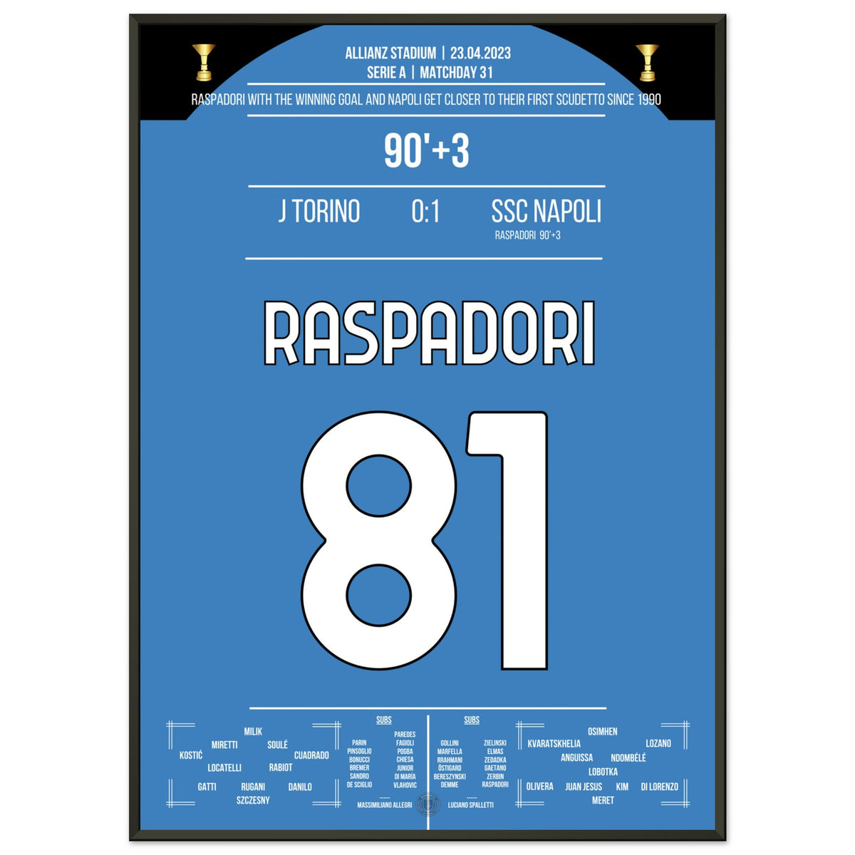 Raspadori's Siegtor in der Nachspielzeit bringt Napoli dem Scudetto ganz nah