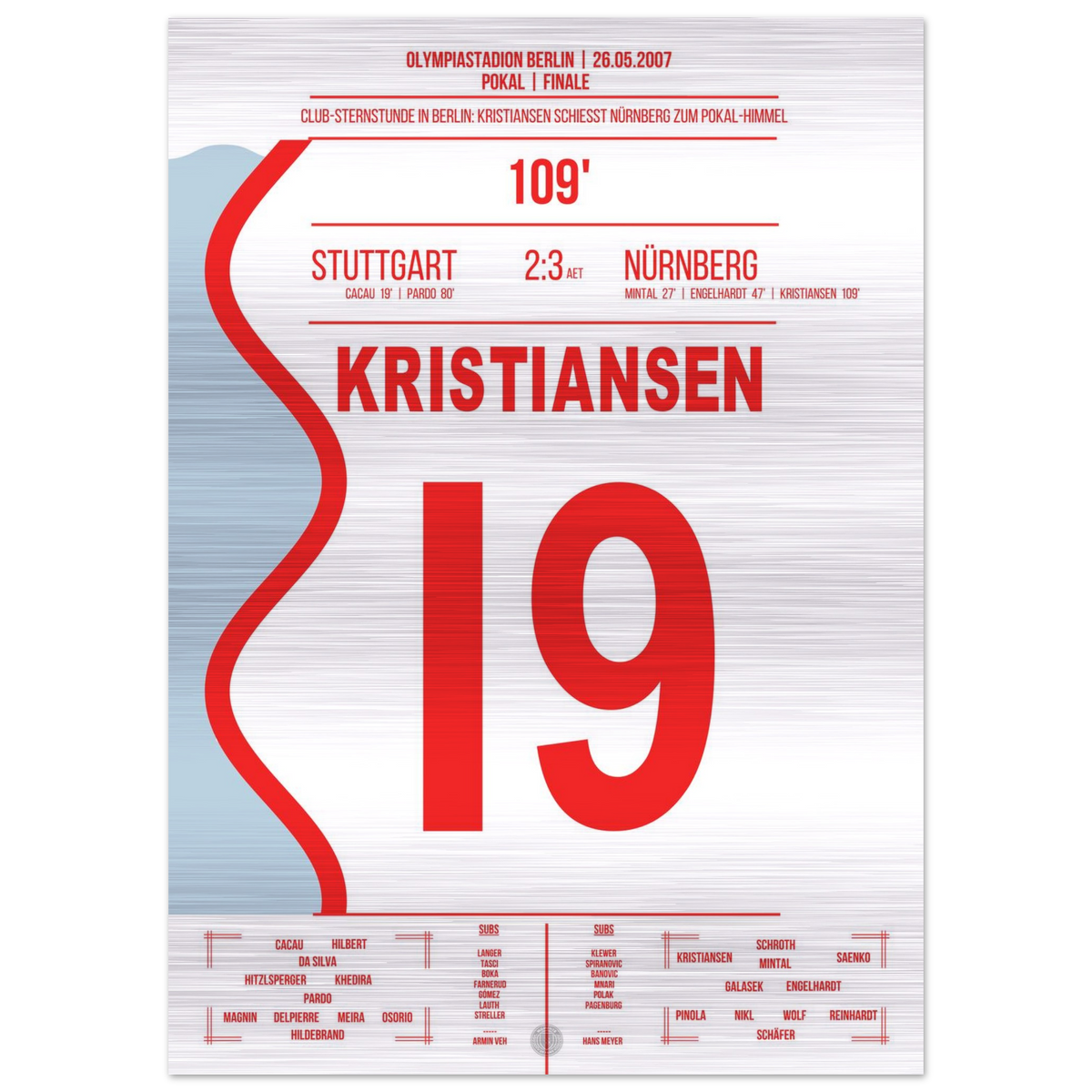 (Metal Print) Kristiansen trifft zum Pokalsieg für Nürnberg im Pokal Finale 2007