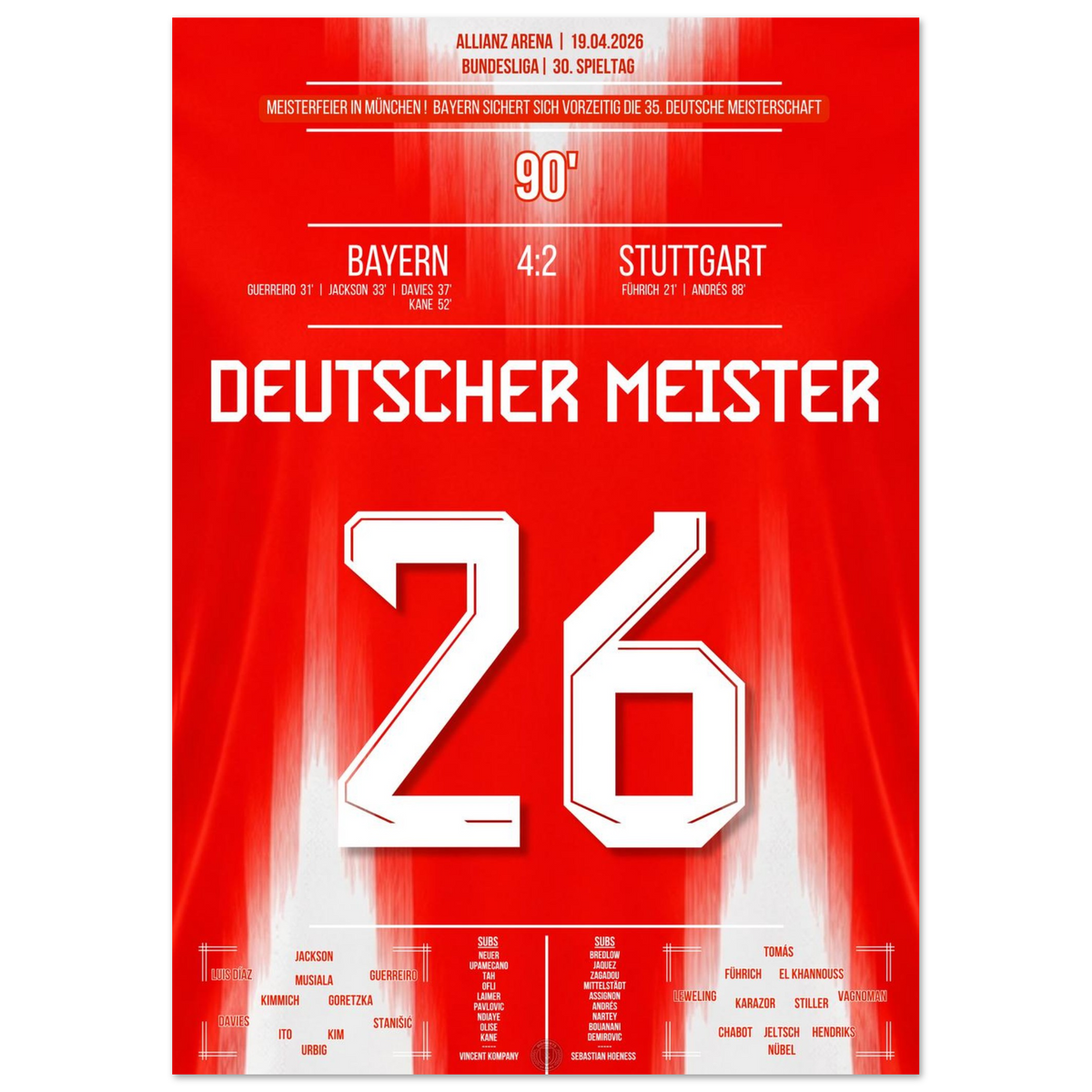 Bayern feiert vorzeitig die 35. Meisterschaft