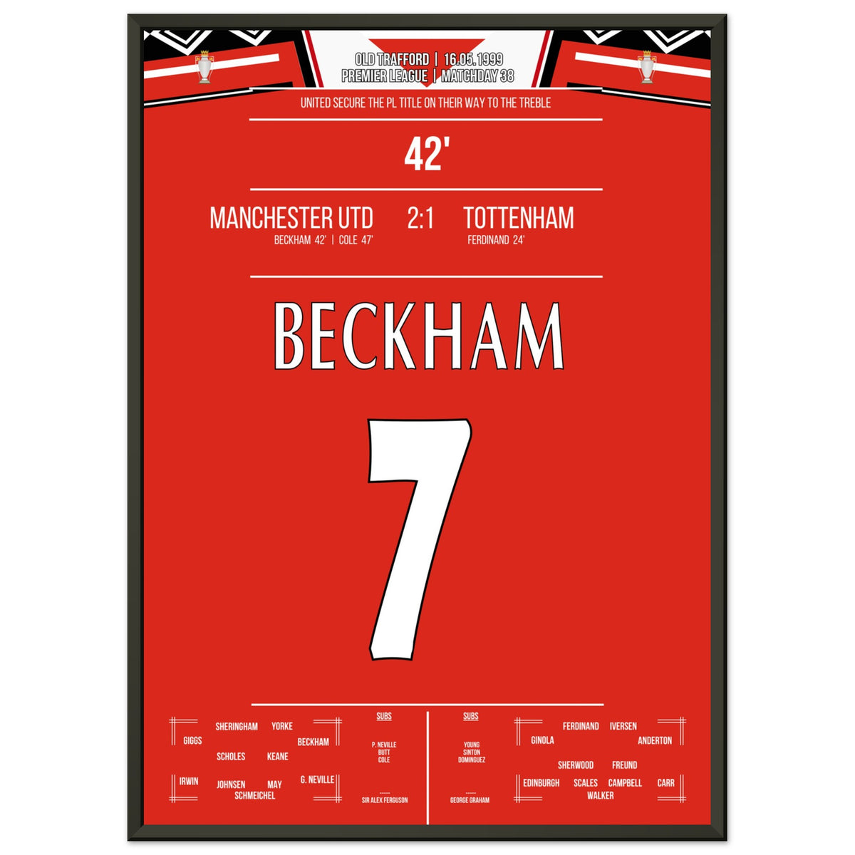 Beckham's Tor beim Gewinn der Meisterschaft 1999