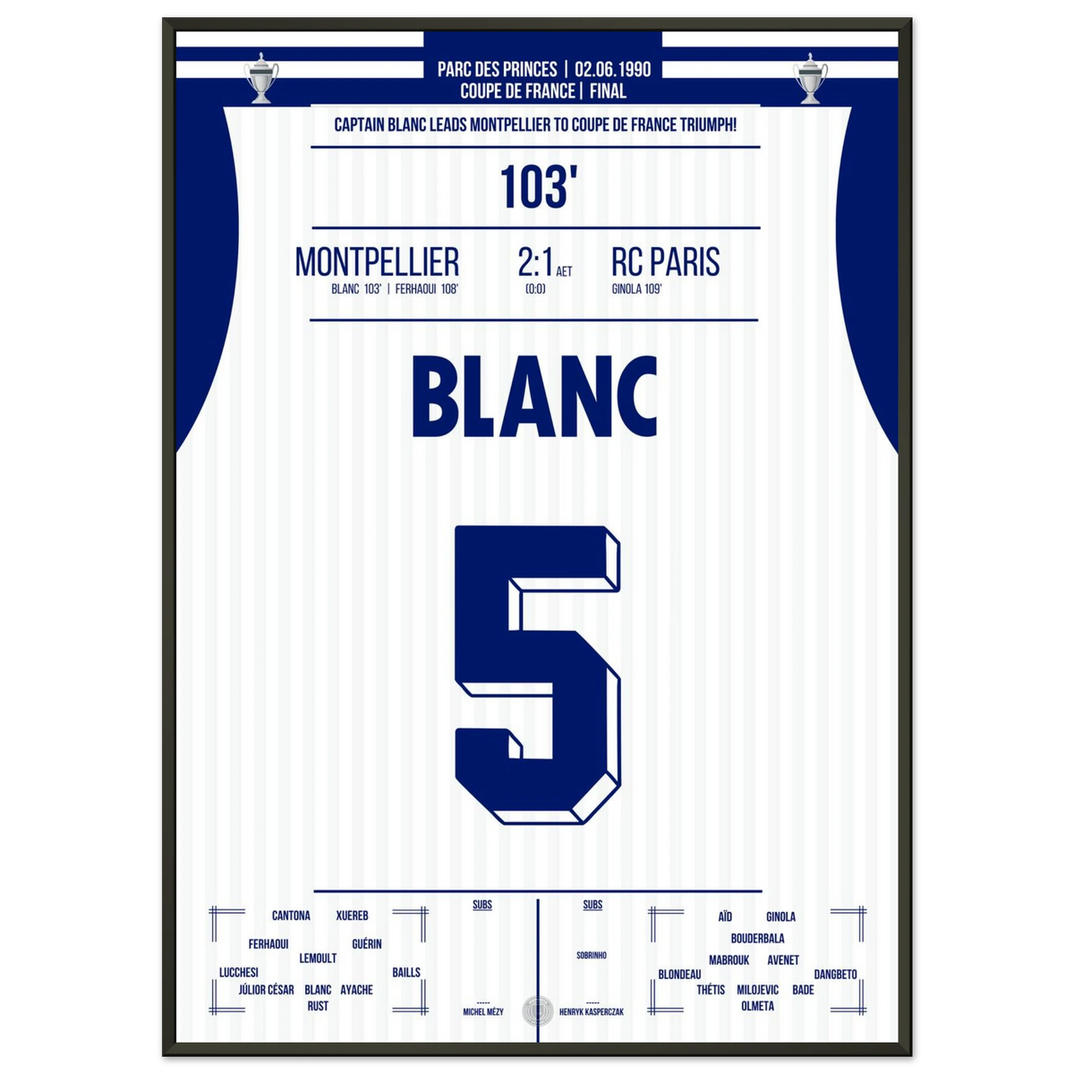 Blanc schiesst Montpellier zum Pokalsieg 1990