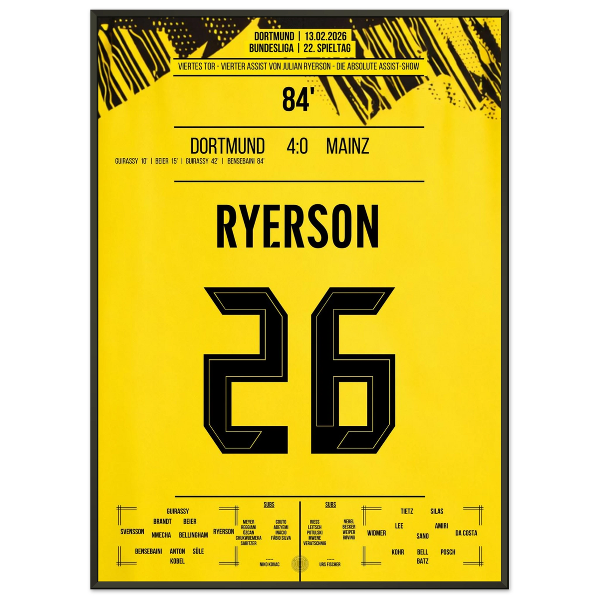 Die Assist-Show von Ryerson beim 4-0 Heimsieg