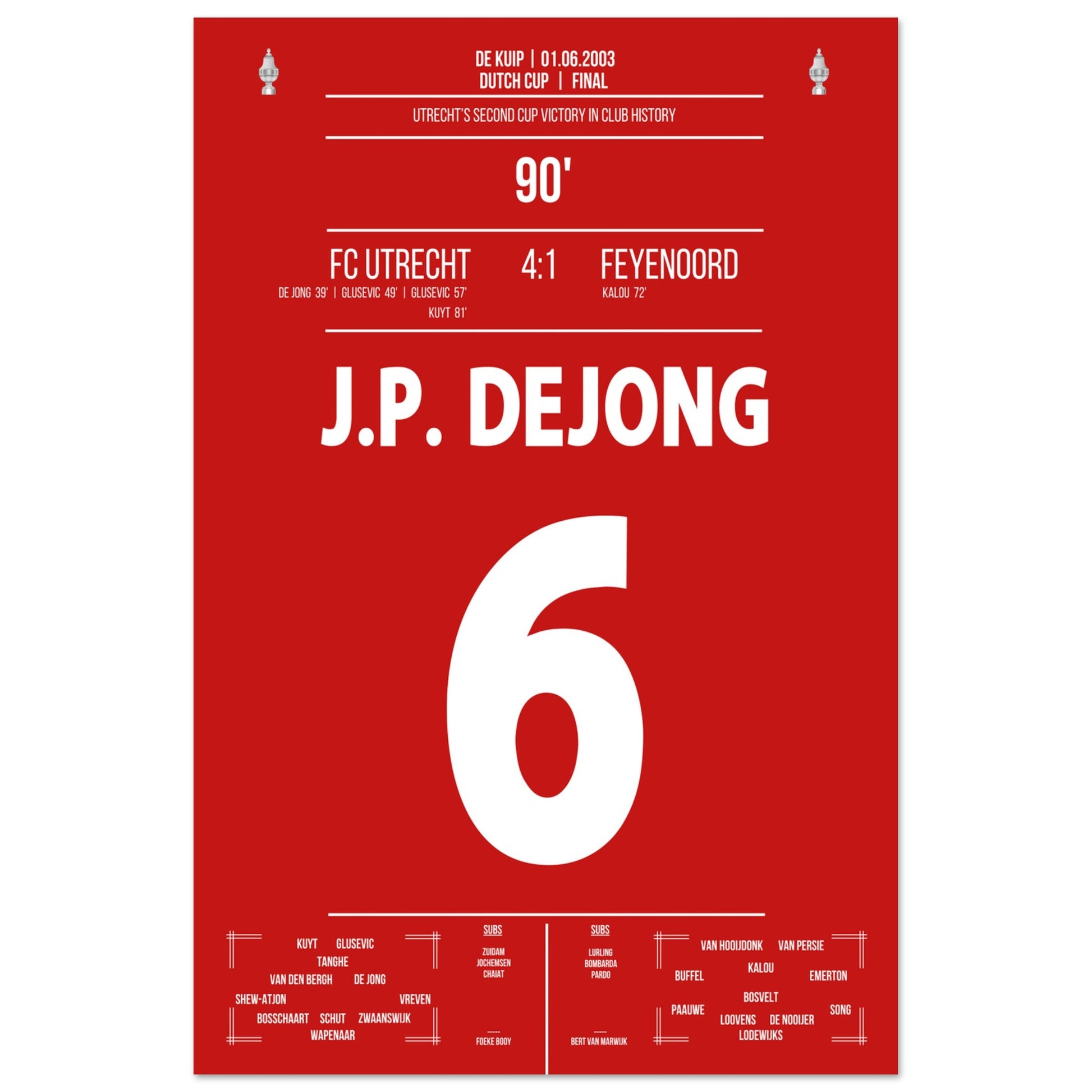 Utrecht gewinnt den zweiten Pokal der Vereinsgeschichte in 2003 60x90-cm-24x36-Ohne-Rahmen