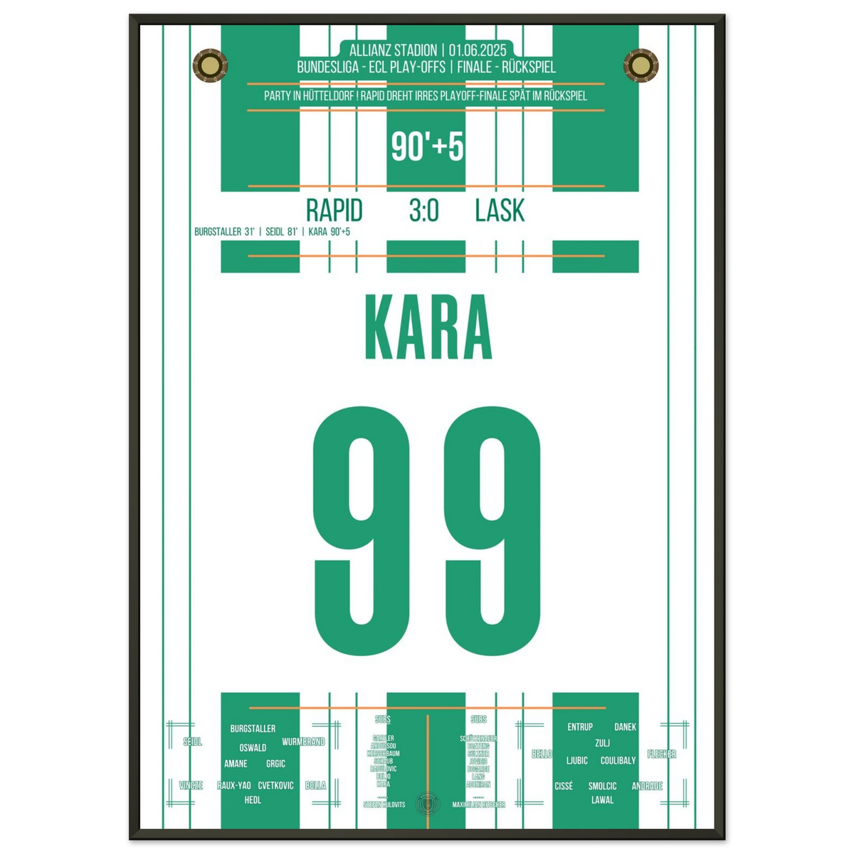 90+5 ! Kara schießt die Hütteldorfer nach Europa !